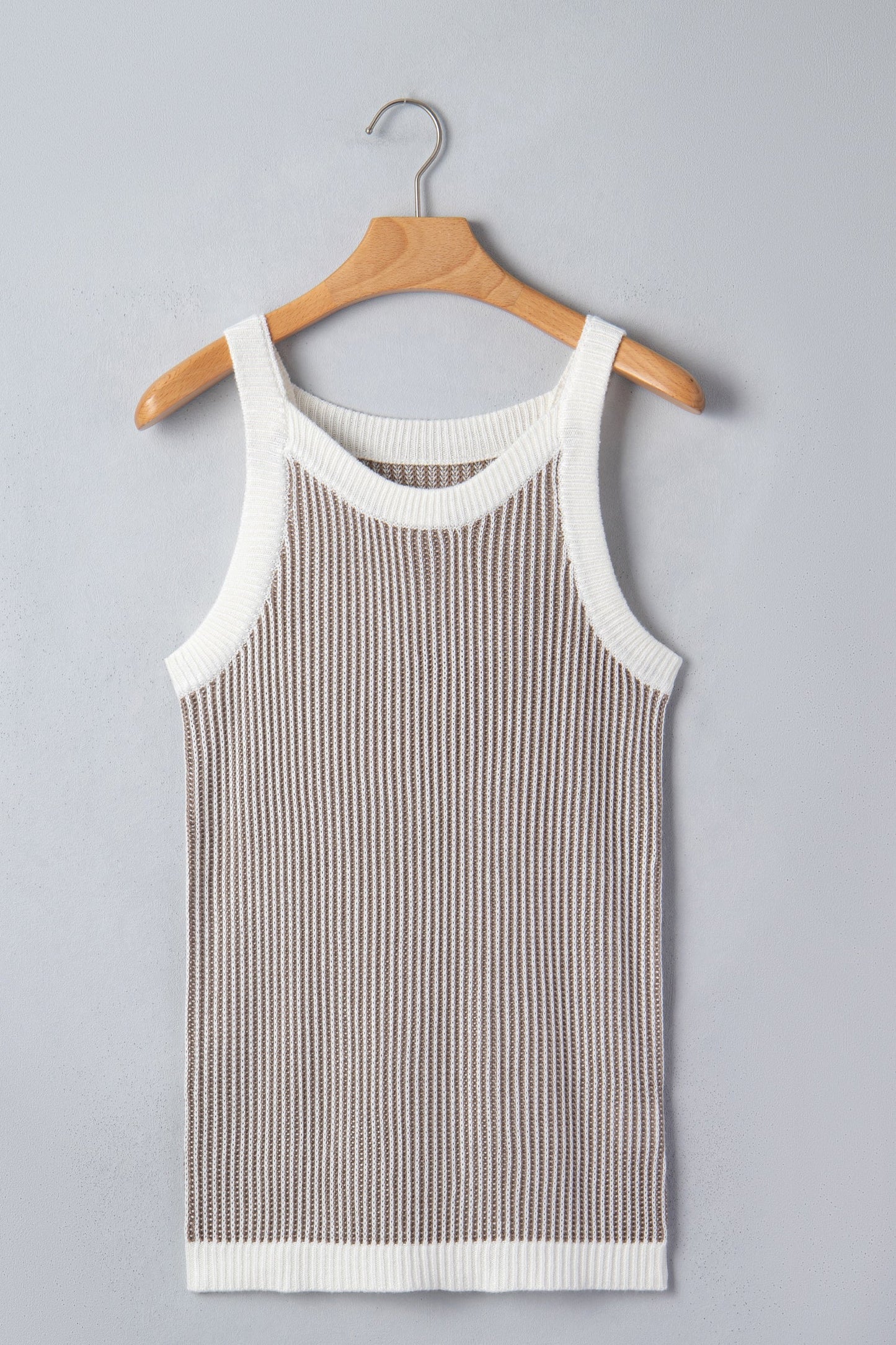 Ribbed Knit Contrast Trim Sweater Tank Top