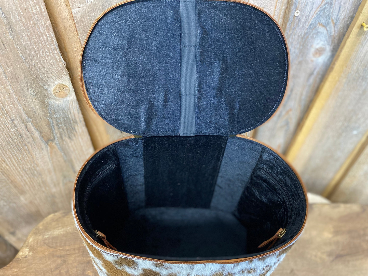 Tan Makeup Box Cowhide