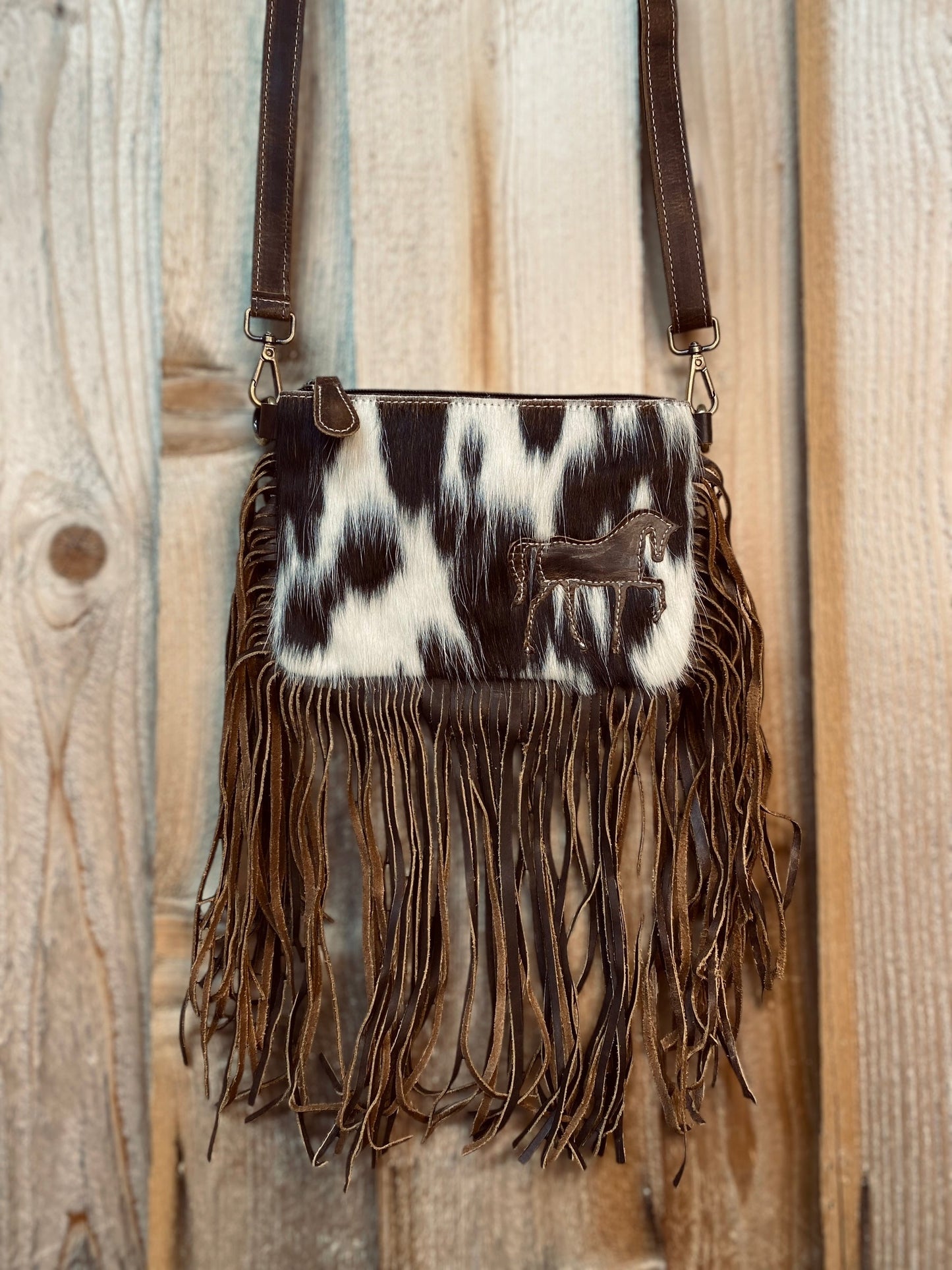 Horse Cowhide & Fringe Crossbody