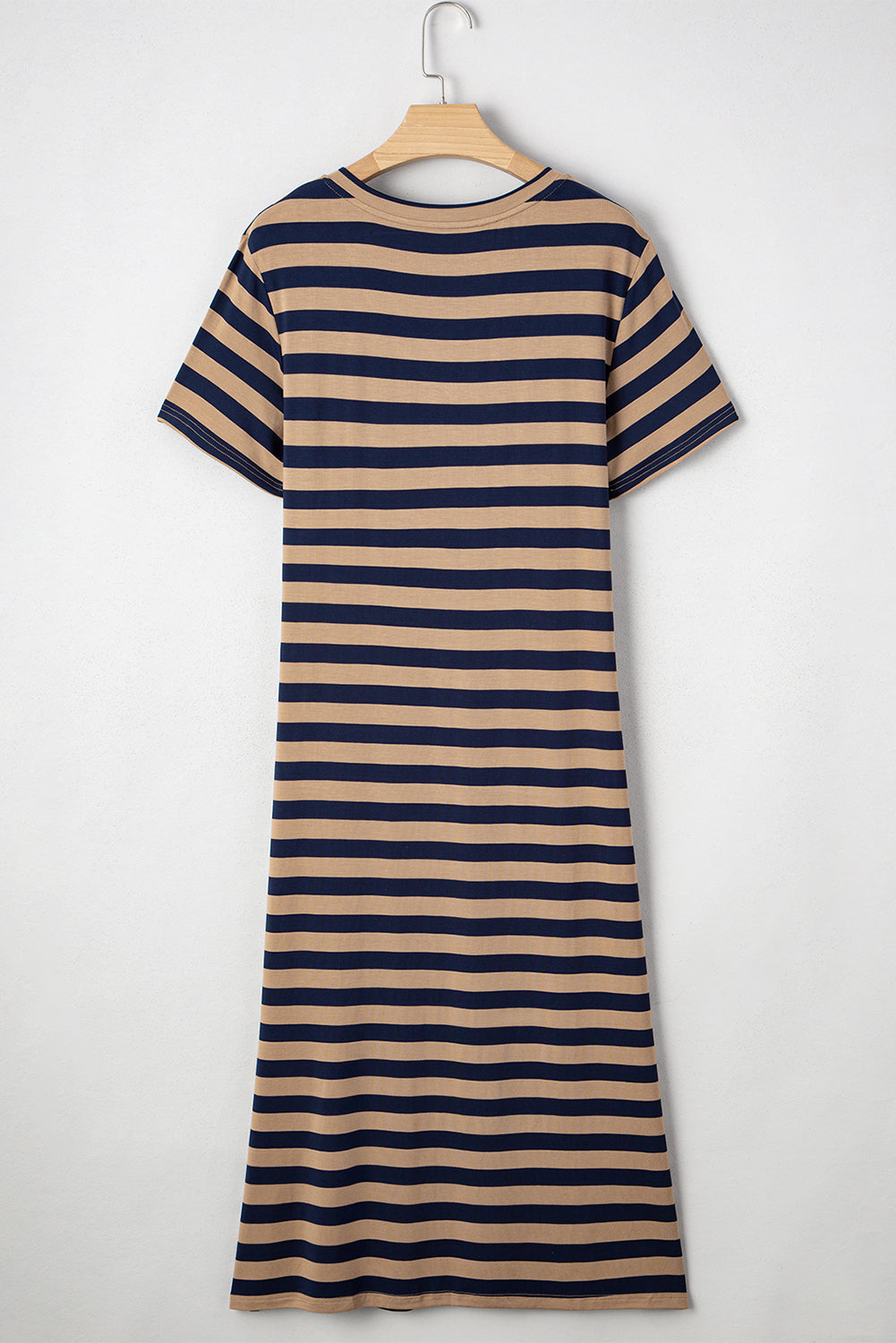 Stripe V-Neck Side Slit Maxi Dress