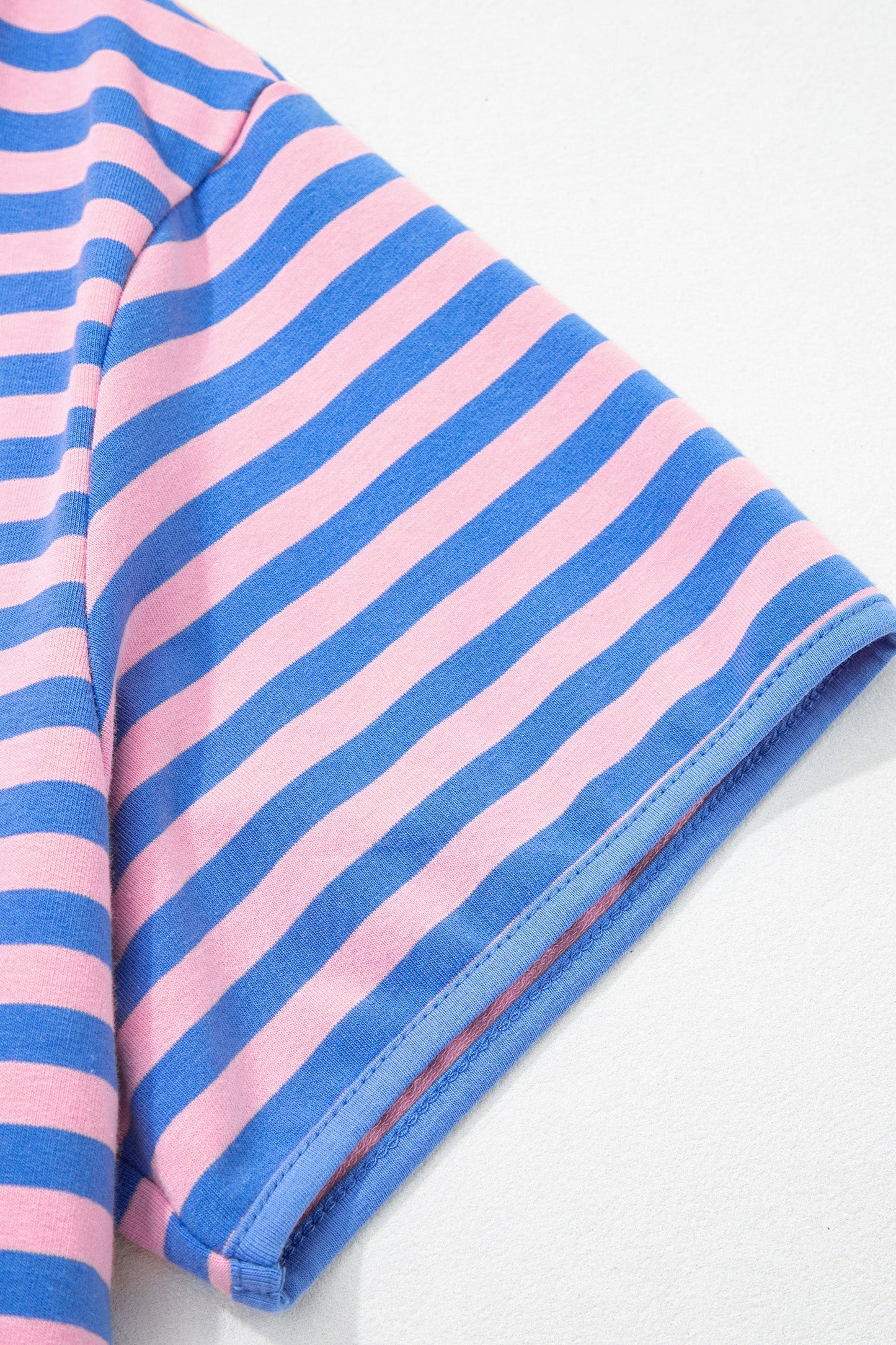 Stripe Contrast Trim Short Sleeve Top & Skirt Set