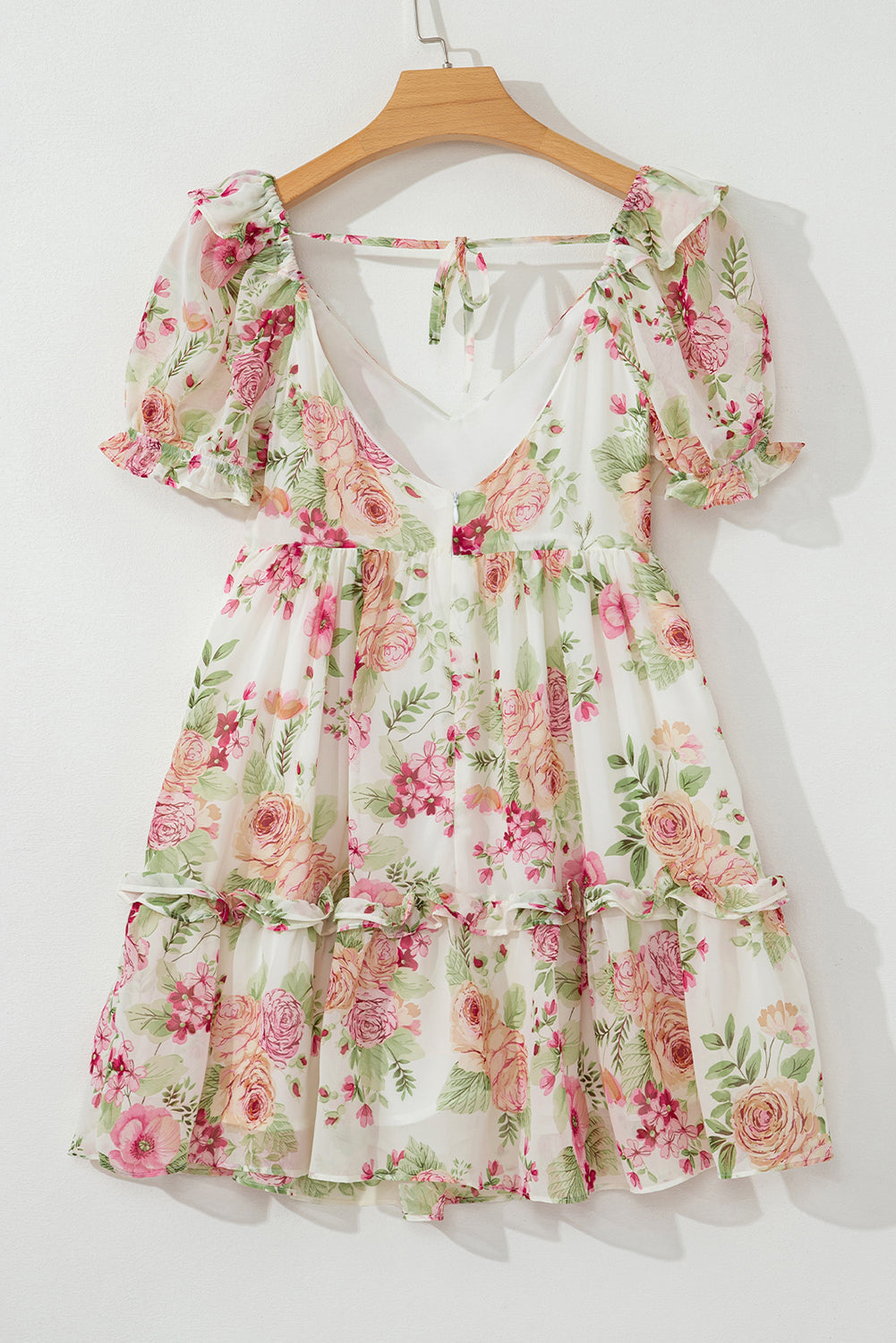 Floral Ruffle Sweetheart Mini Dress