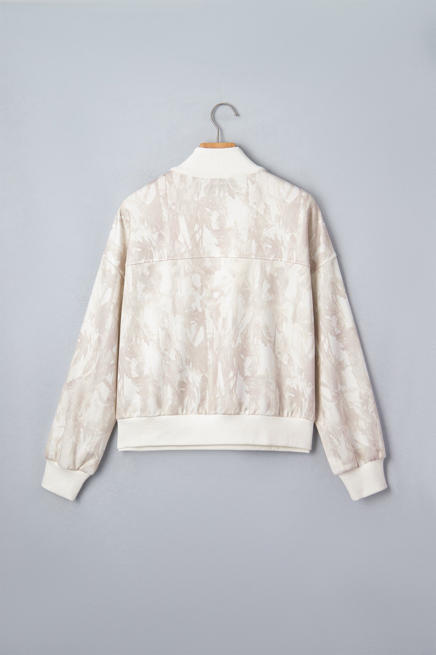 Camo Quarter-Zip Drop Shoulder Long Sleeve Sweatshirt