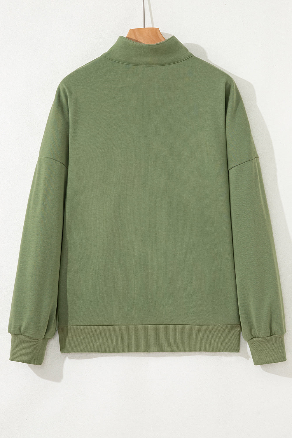 Solid Contrast Stripe Collared Patchwork Sweatshirt