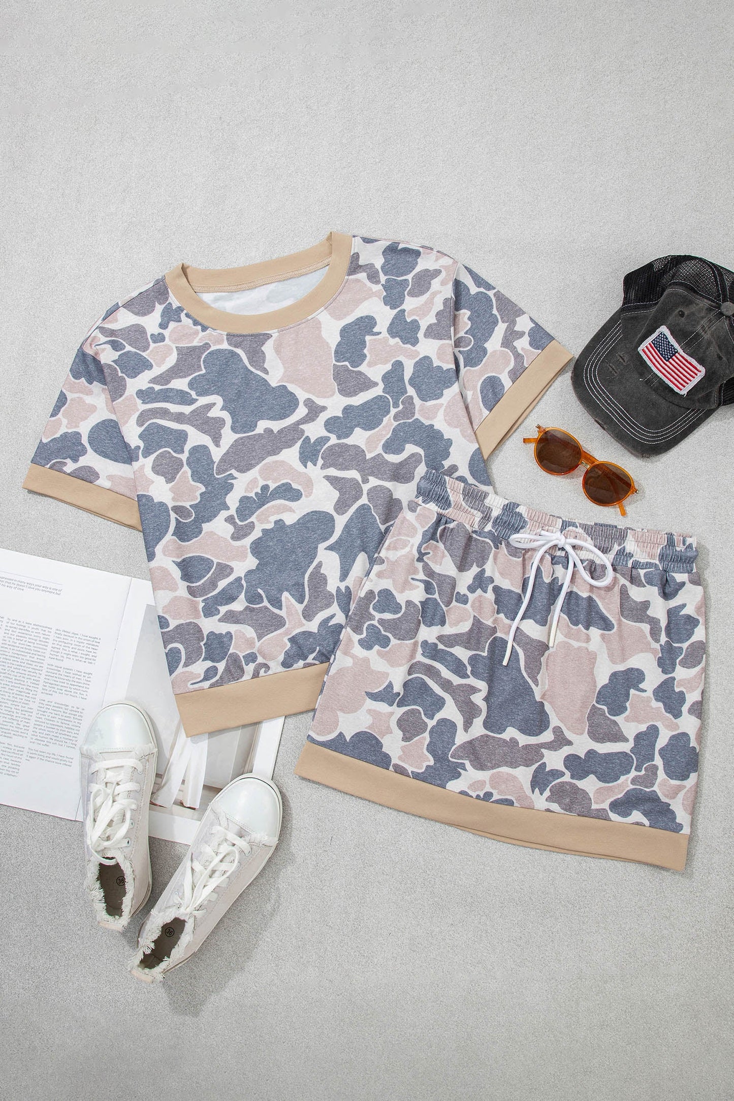 Retro Camo Colorblock Top & Trim Skort Set