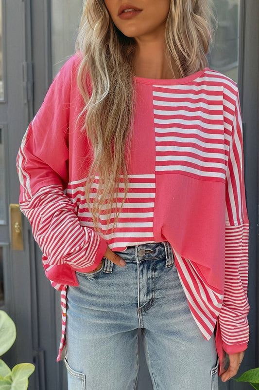 Patchwork Drop Shoulder Long Sleeve Tunic