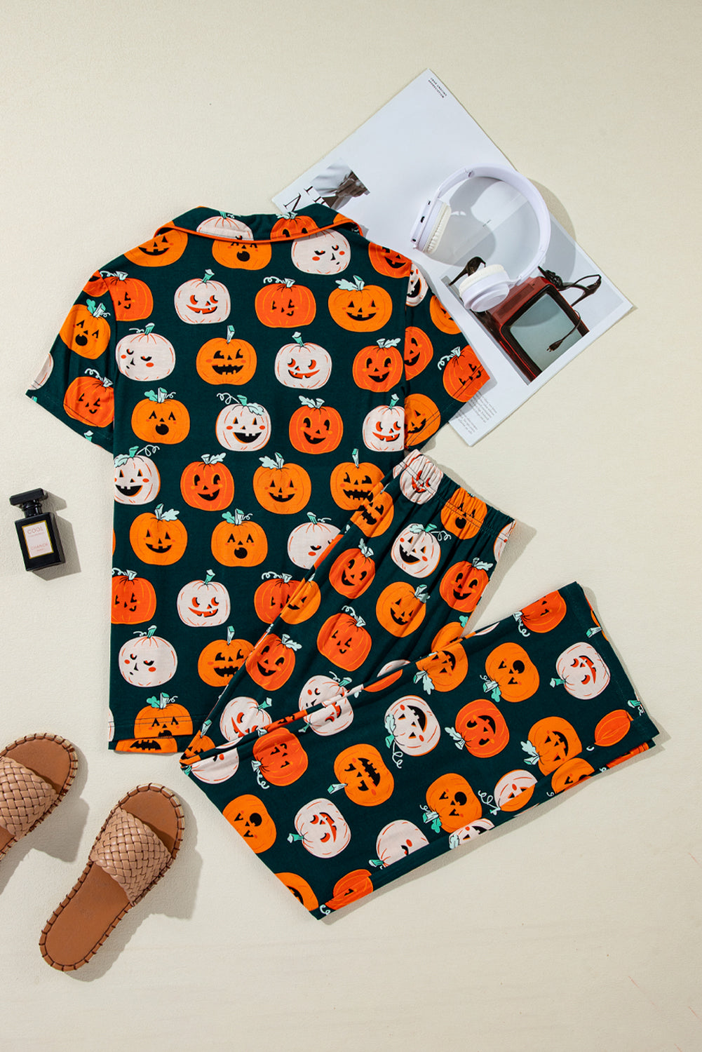 Halloween Pumpkin Shirt & Pants Pajama Set