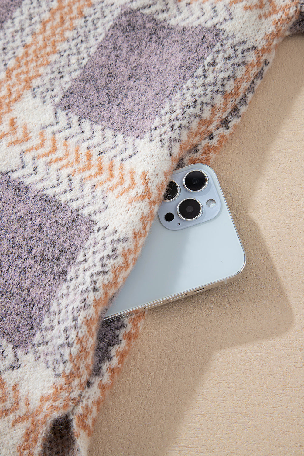 Plaid Button-Up Collared Fuzzy Cardigan
