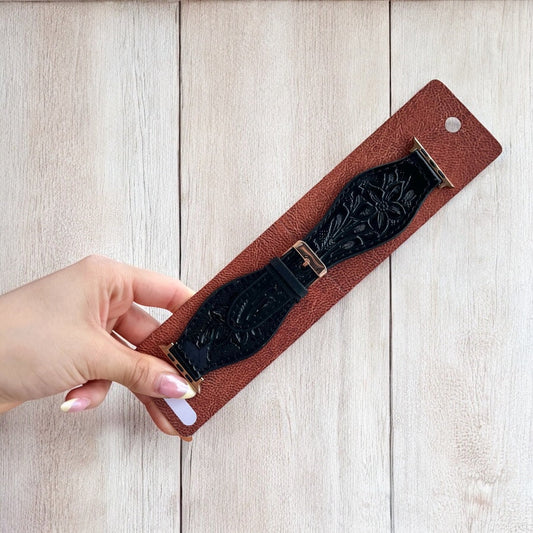 45mm black hand tooled Apple Watch band