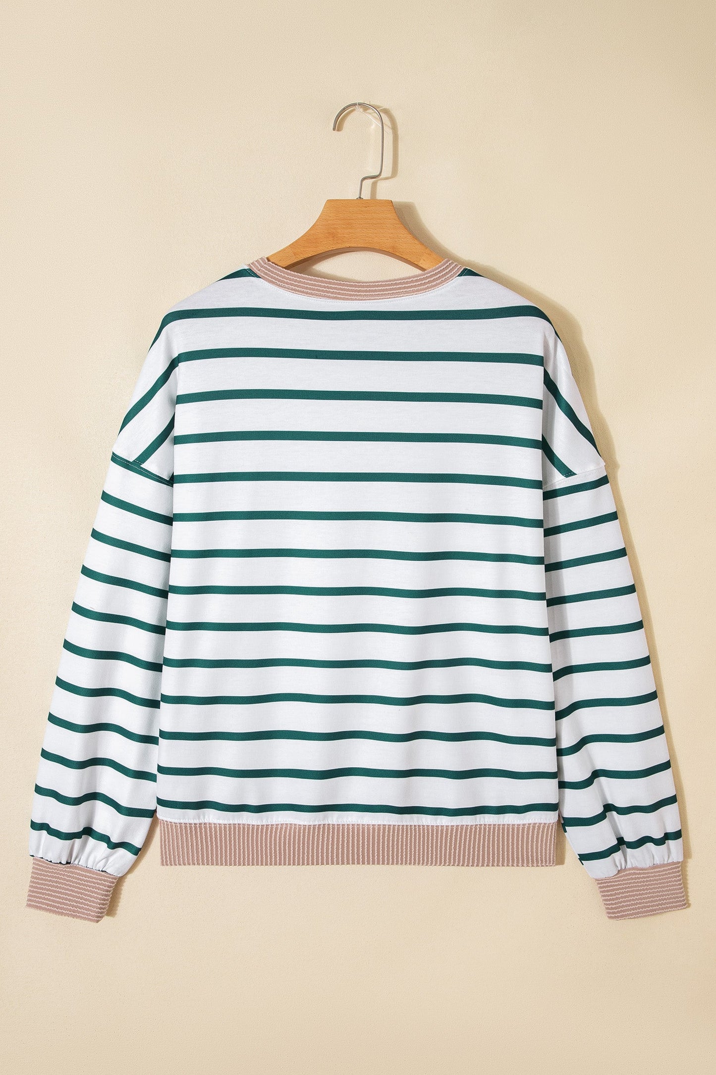 Stripe Patchwork Drop Shoulder Round Neck Sweatshirt