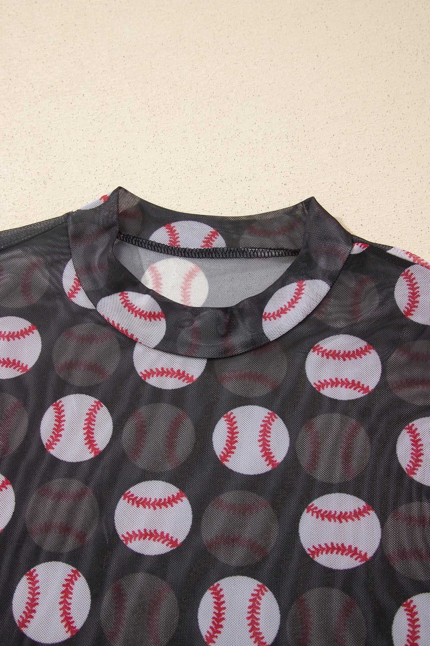 Game Day Baseball Sheer Mesh Long Sleeve Top