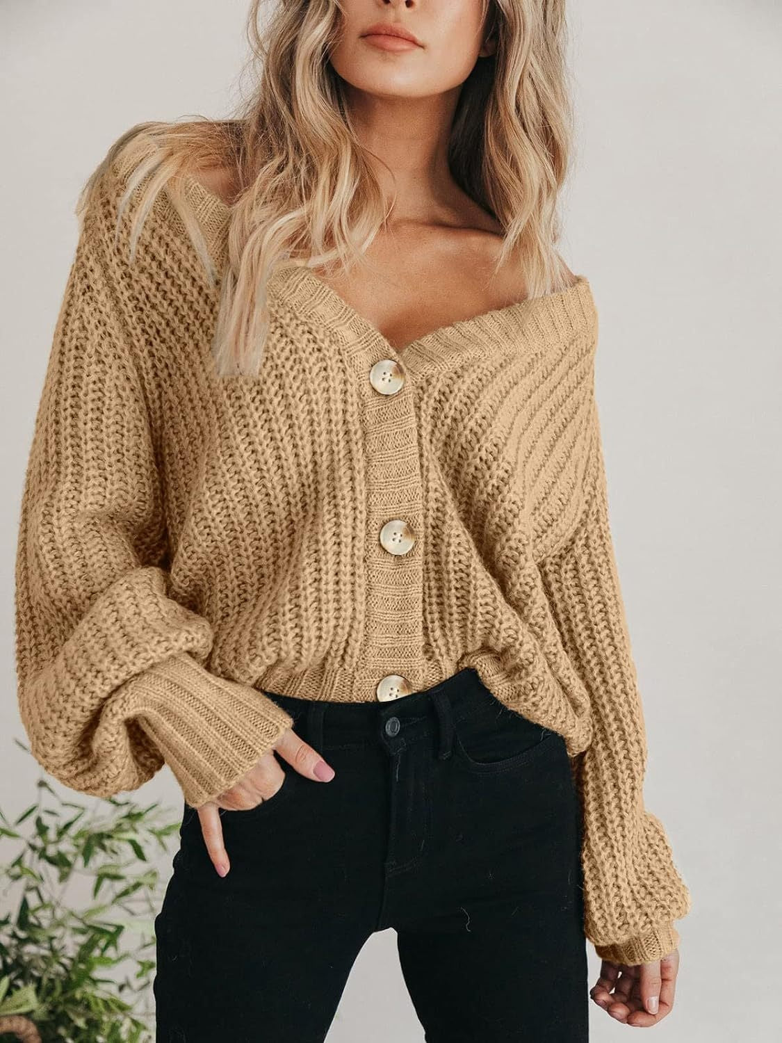 Women Button Up Long Sleeve Cardigan