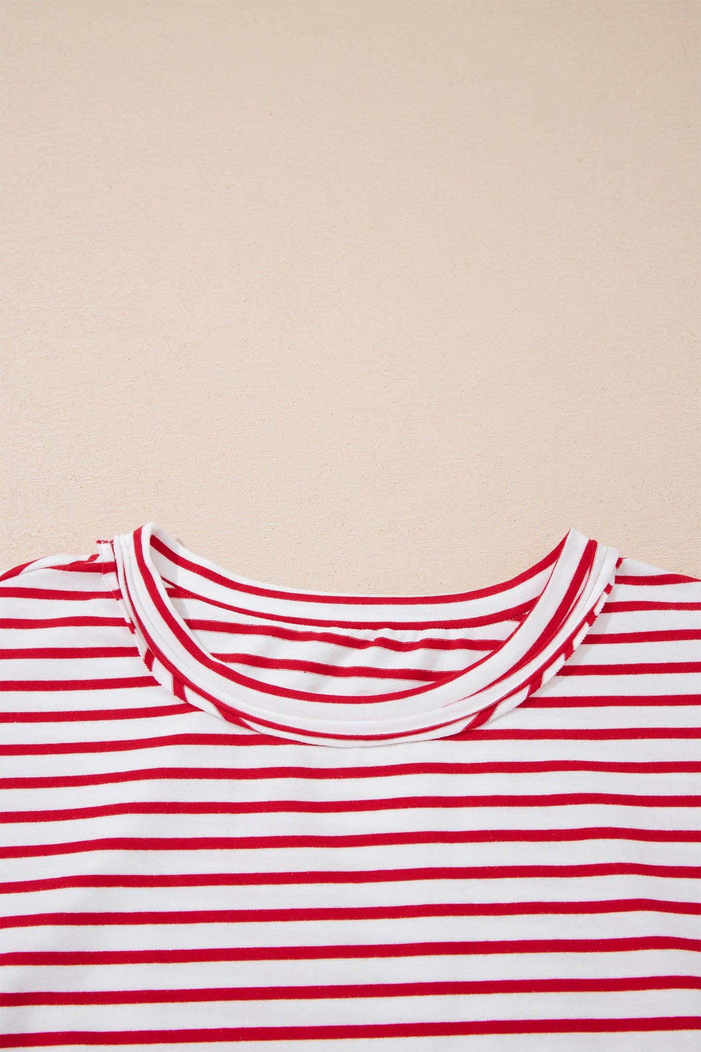 Floral Stripe Patchwork Puff Sleeve Round Neck Top