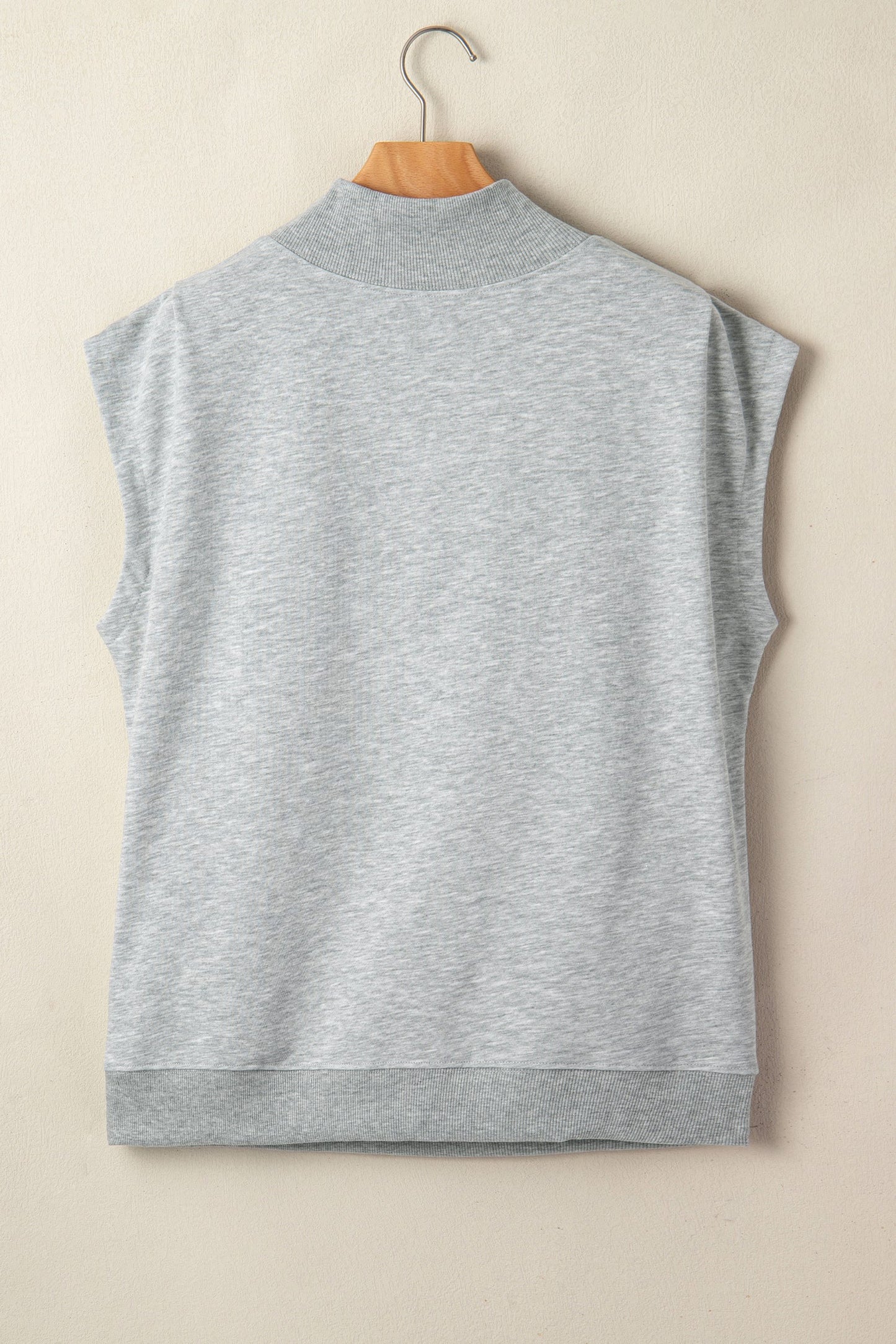 Solid Mock Neck Cap Sleeve Oversized Top