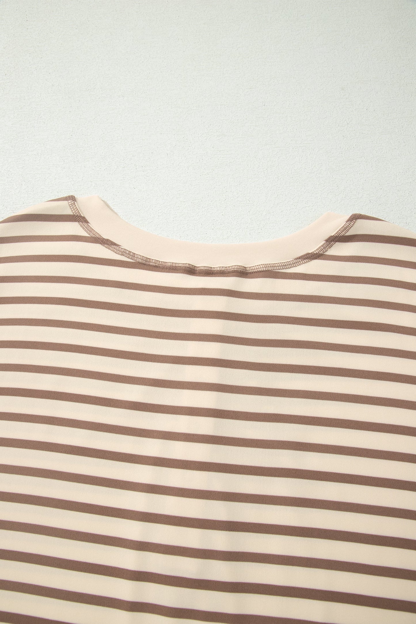 Plus Size Stripe Top & Elastic Waist Shorts Set
