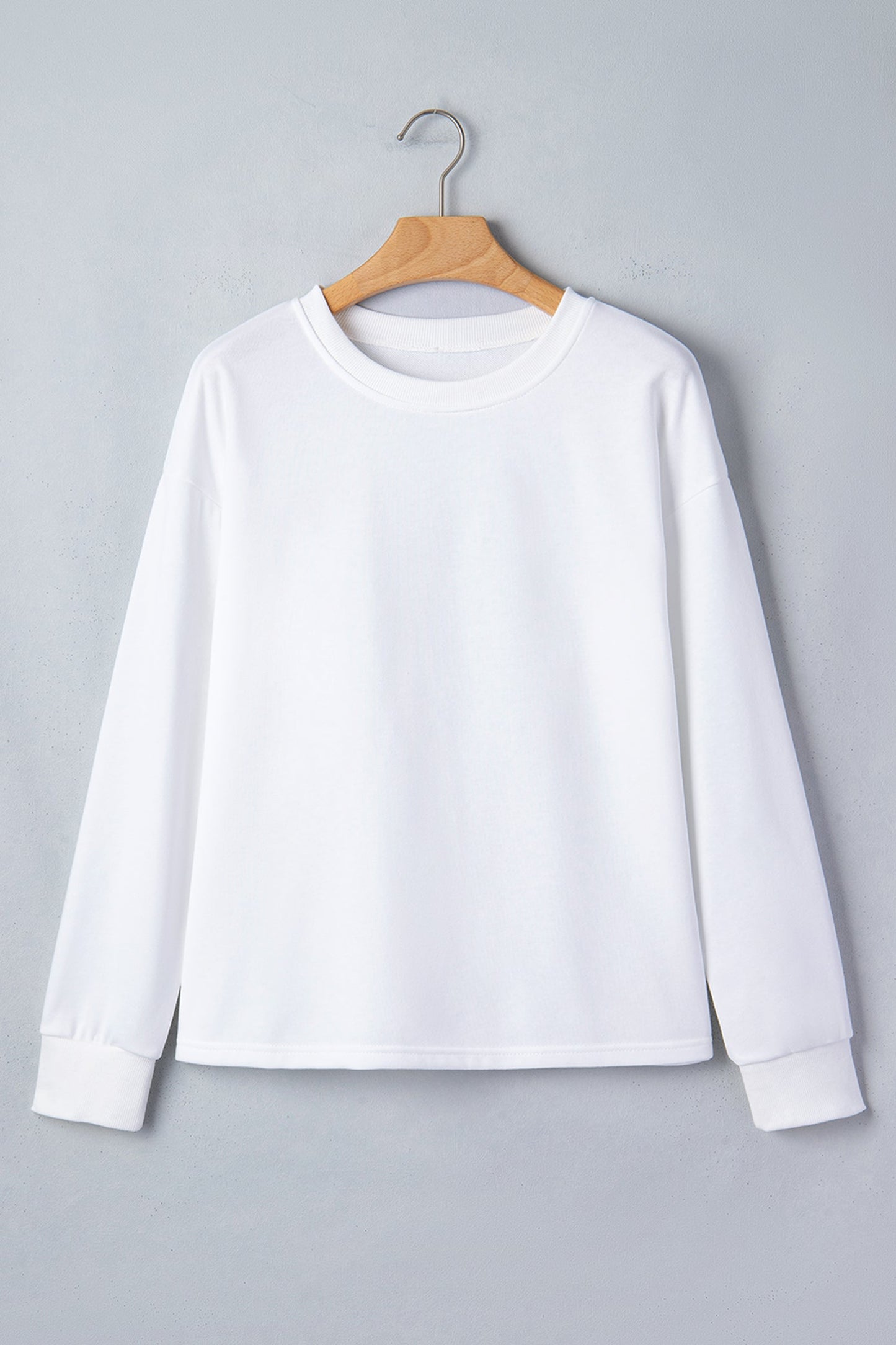 Solid Drop Shoulder Long Sleeve Top