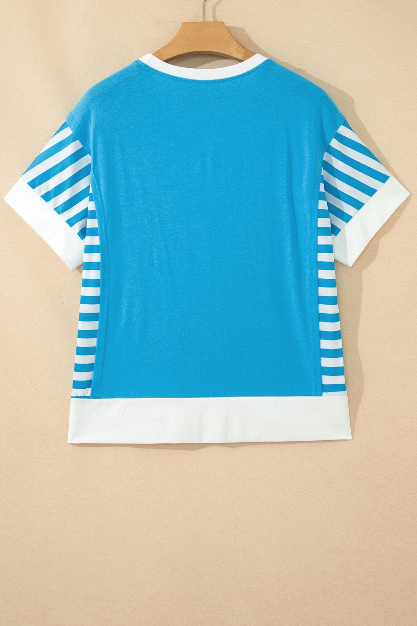 July 4th Flag Stripe Patchwork Colorblock T-Shirt