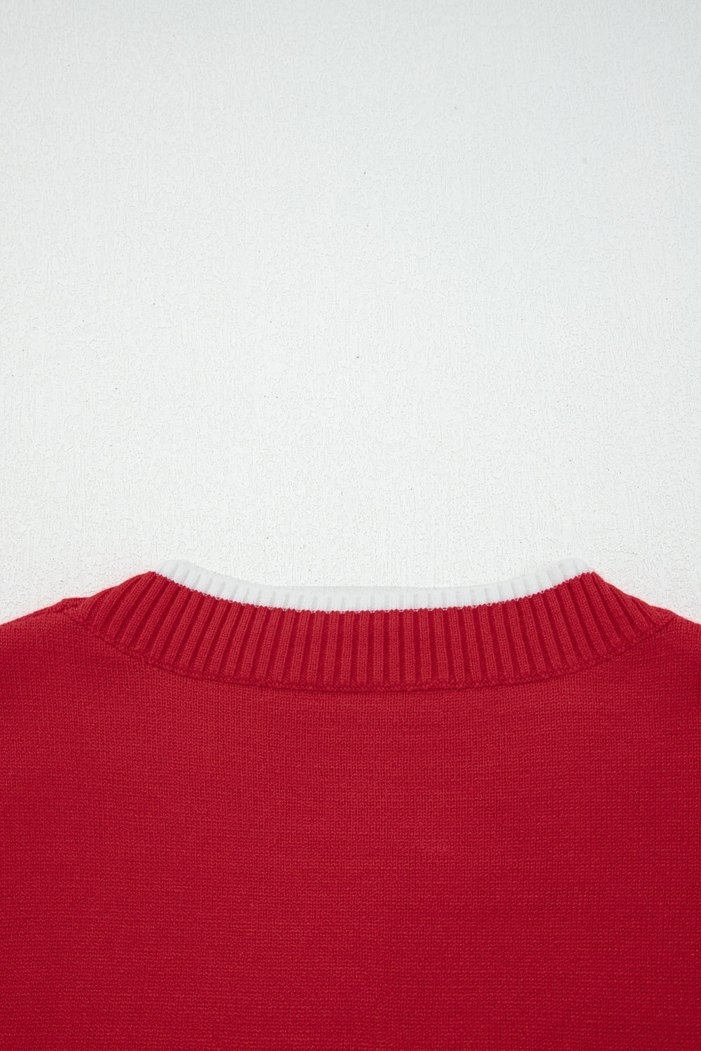 Bow Contrast Trim Long Sleeve Cropped Christmas Sweater