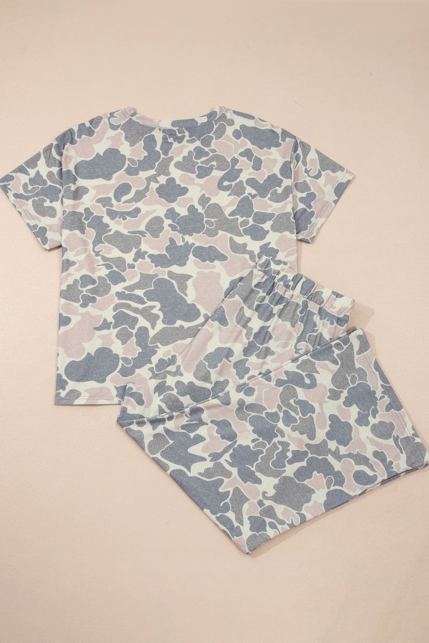 Plus Size Camo Top & Wide Leg Pants Set