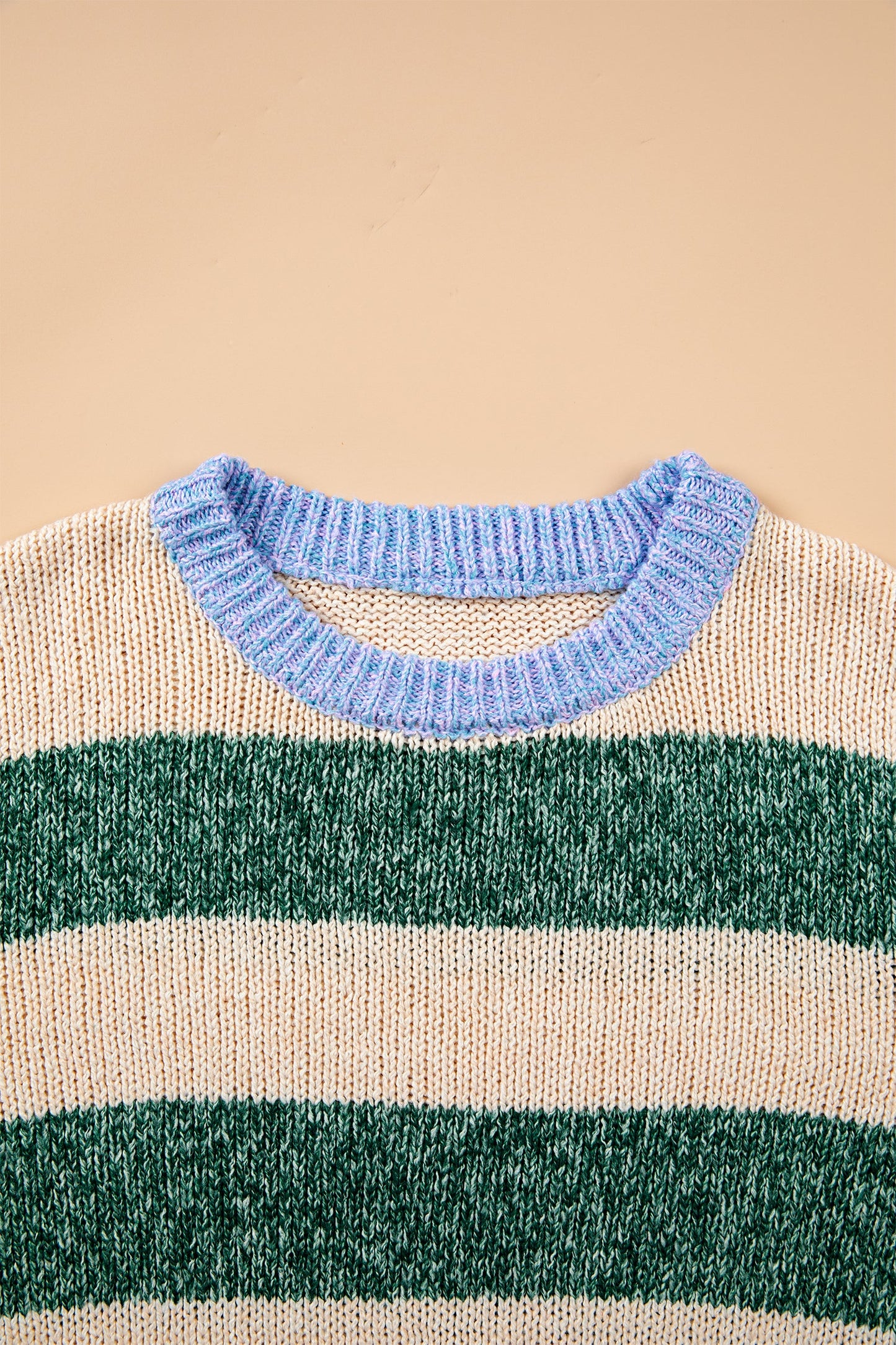 Stripe Colorblock Drop Shoulder Pullover Sweater