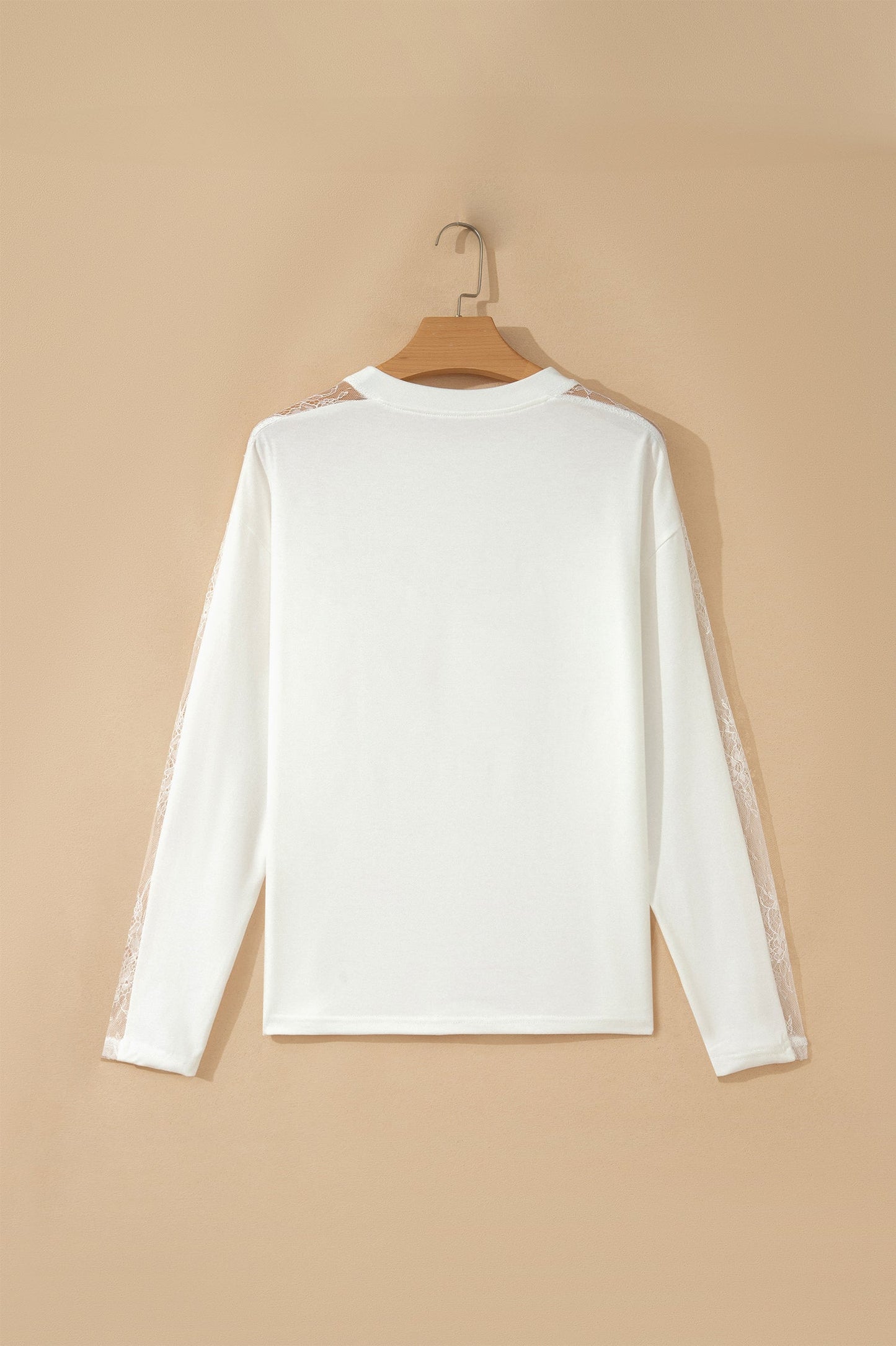 Lace Patchwork Round Neck Long Sleeve Top