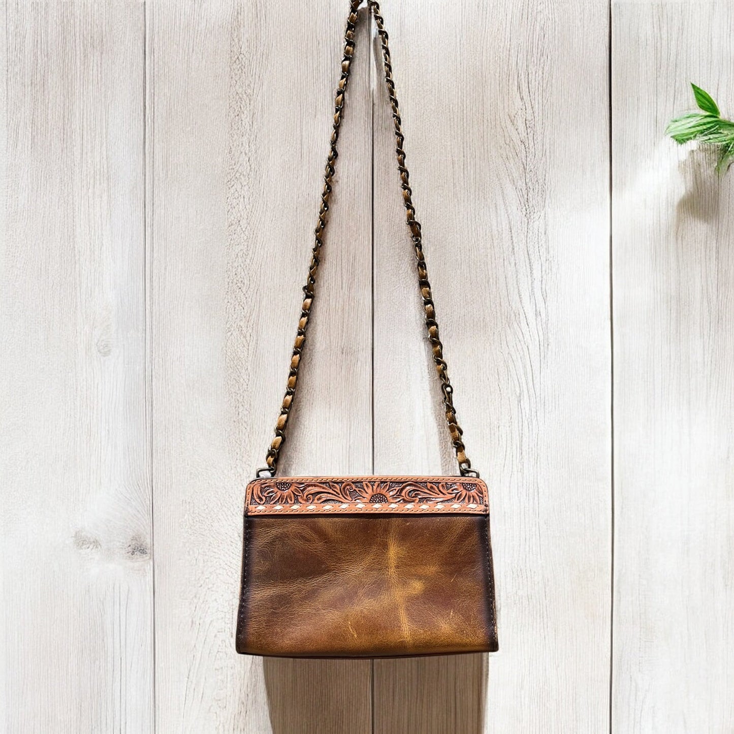 Mia tooled leather crossbody bag