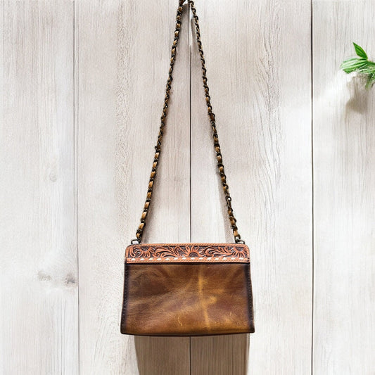 Mia tooled leather crossbody bag
