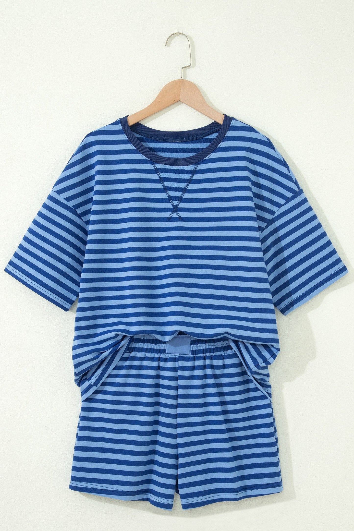 Stripe Short Sleeve Top & High Waist Short Set