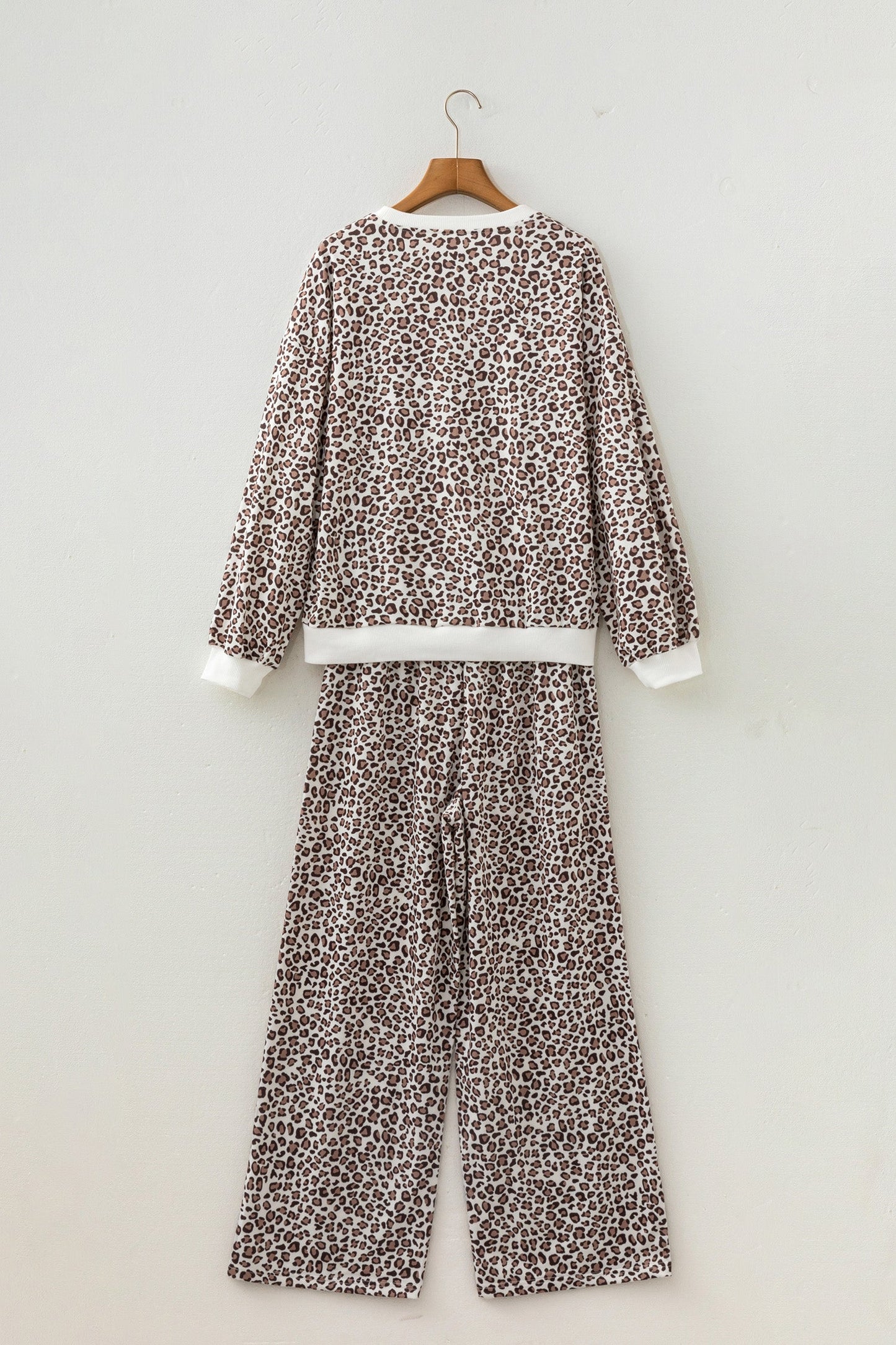 Leopard Bow Embroidered Colorblock Top & Pants Set