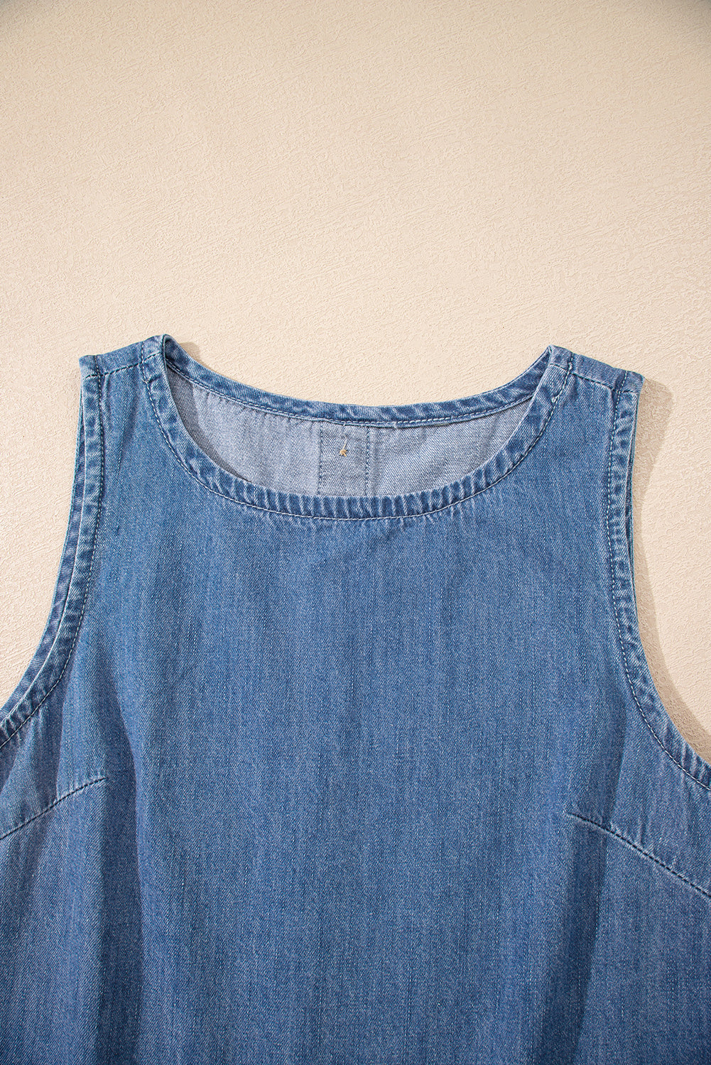 Denim Ruffle Hem Sleeveless Top