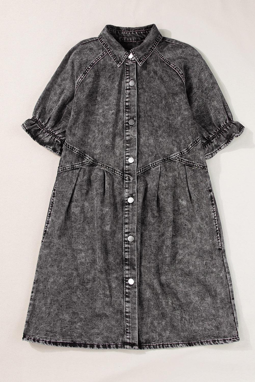 Denim Mineral Wash Buttoned Dress