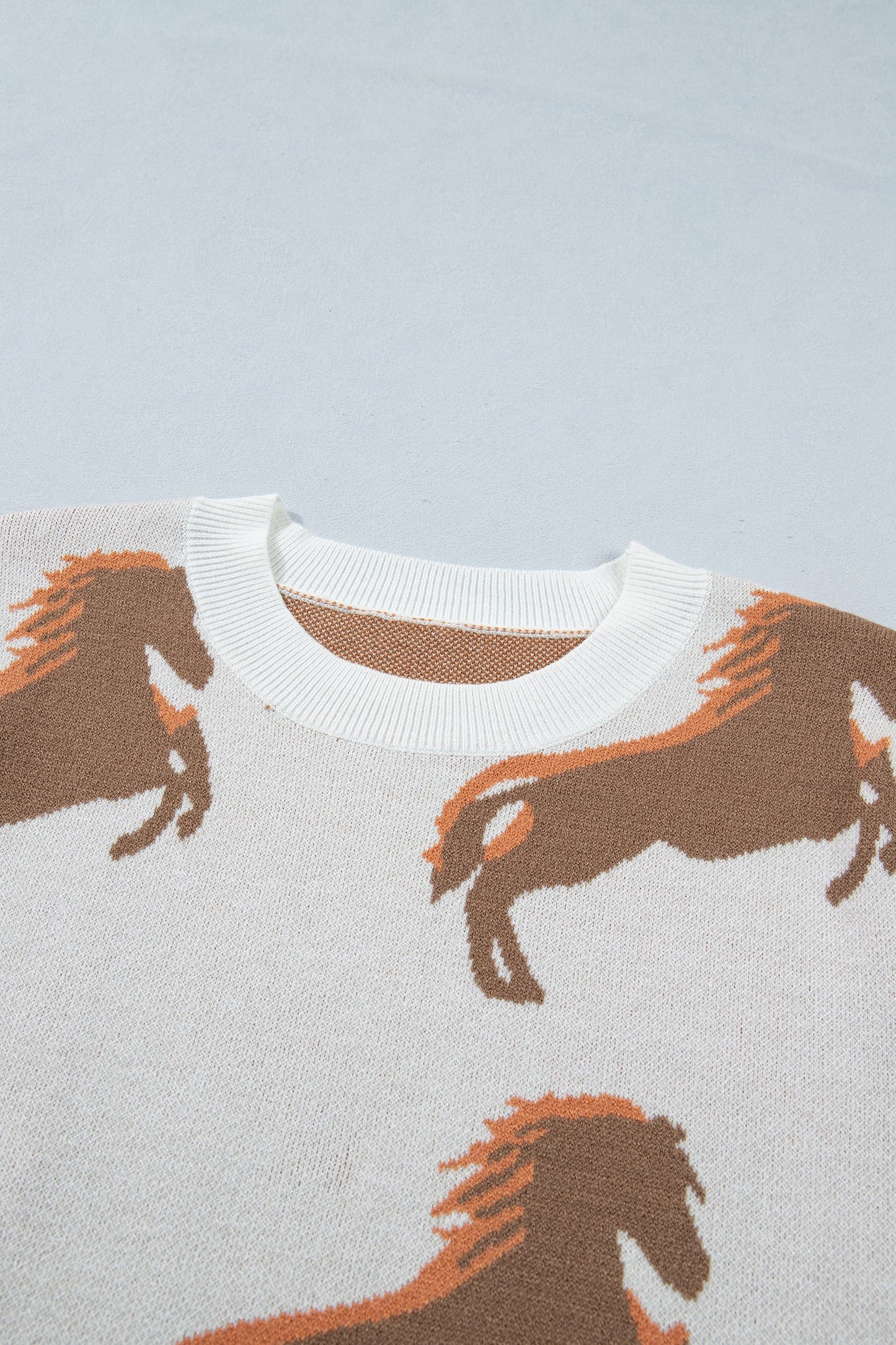 Western Horse Short Puff Sleeve Sweater
