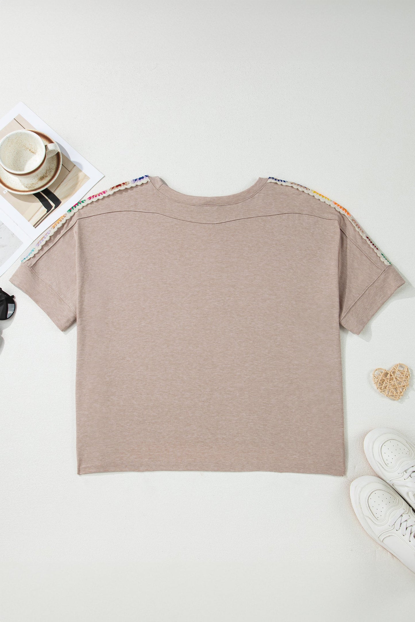 Granny Square Crochet Detail Loose T-Shirt
