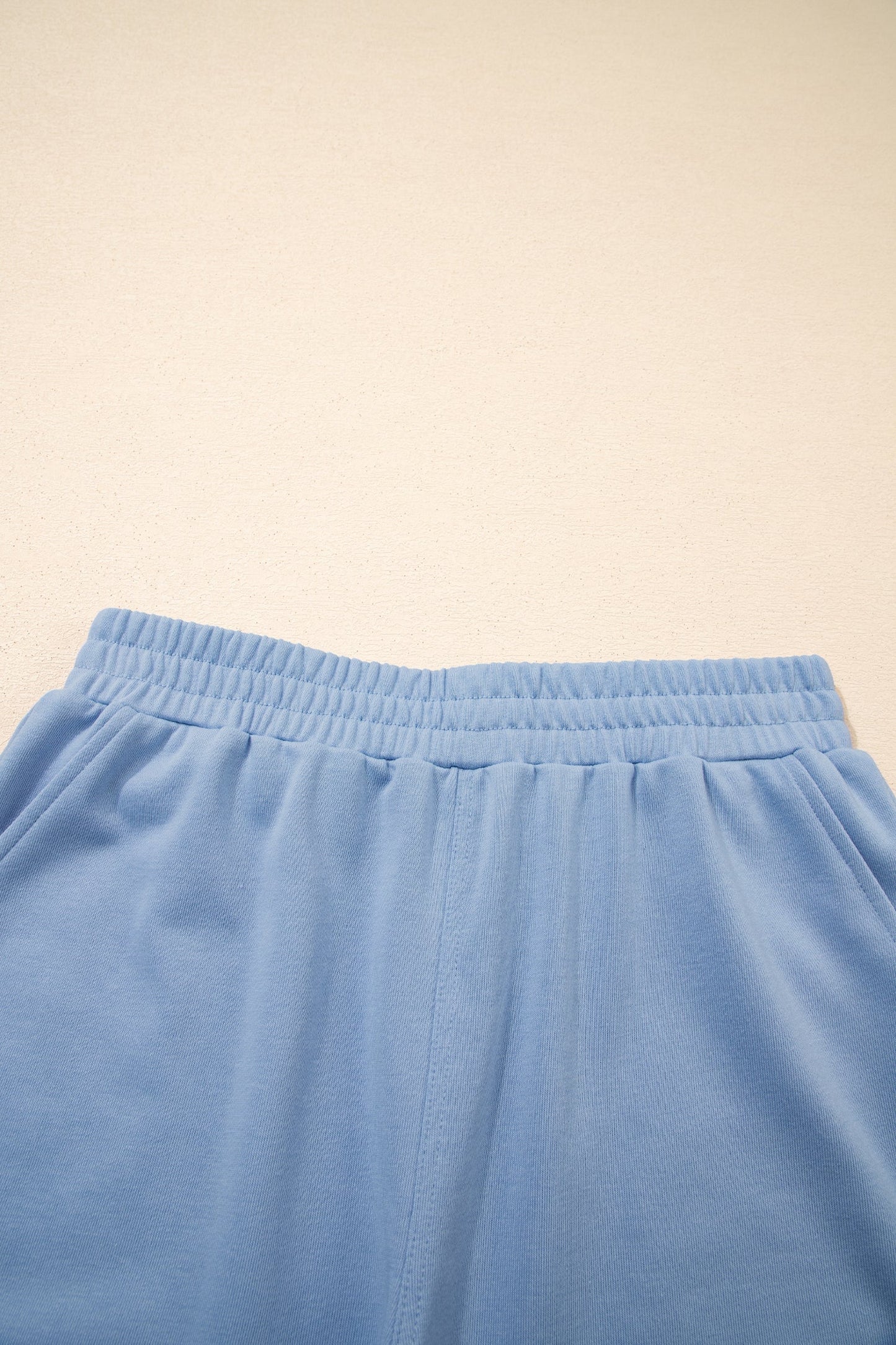 Solid Textured Raw Edge Top and Short Set