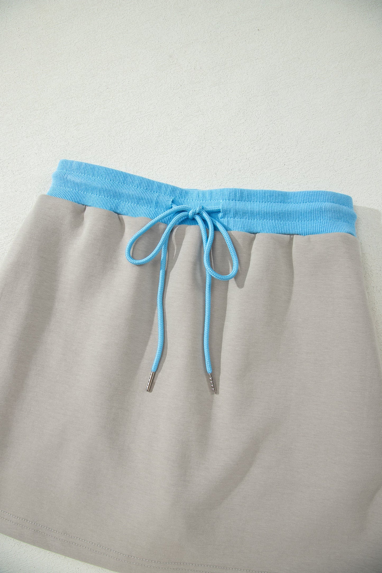 Contrast Trim Zip-Up Jacket & Drawstring Skort Set