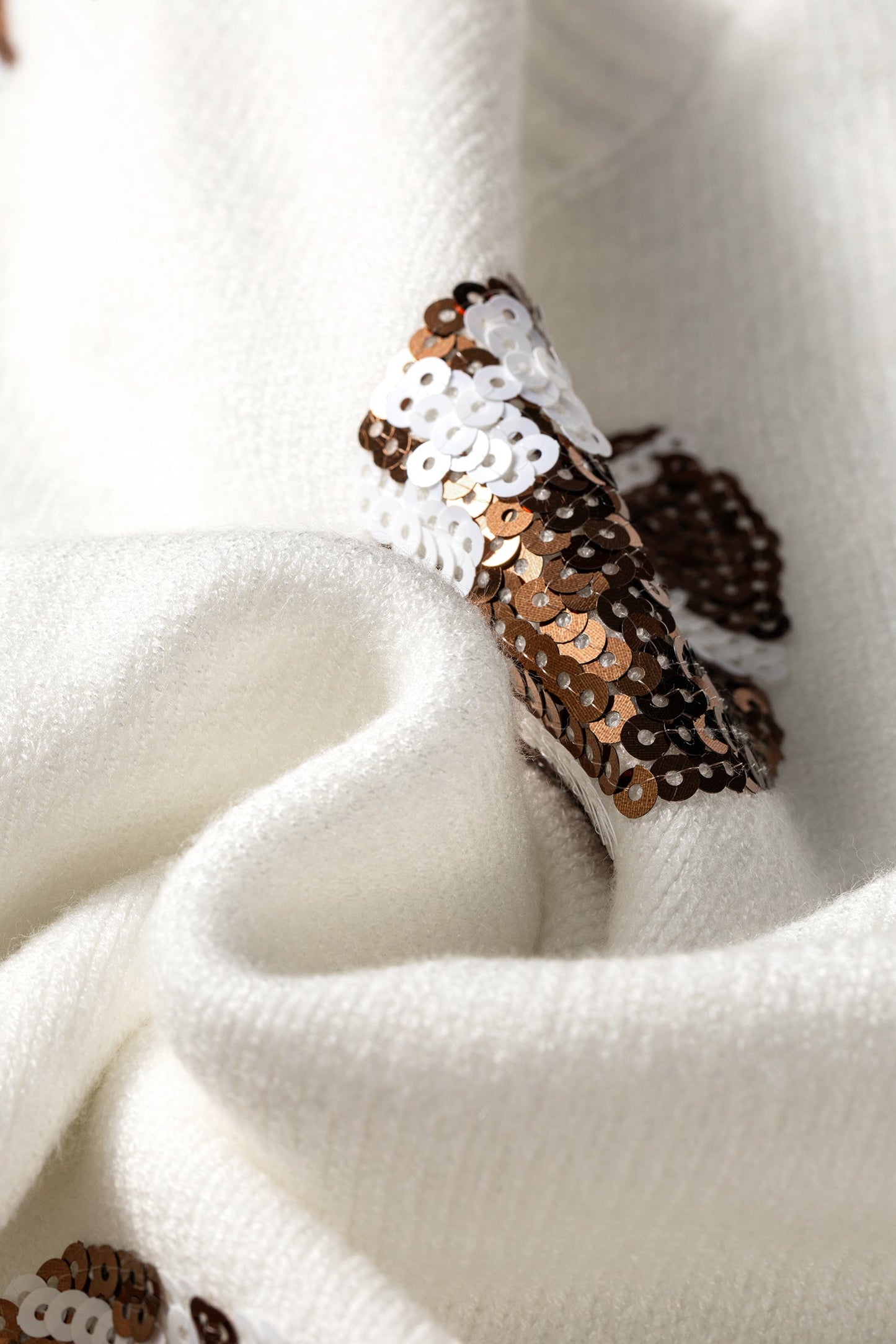 Football Sequin Round Neck Long Sleeve Sweater