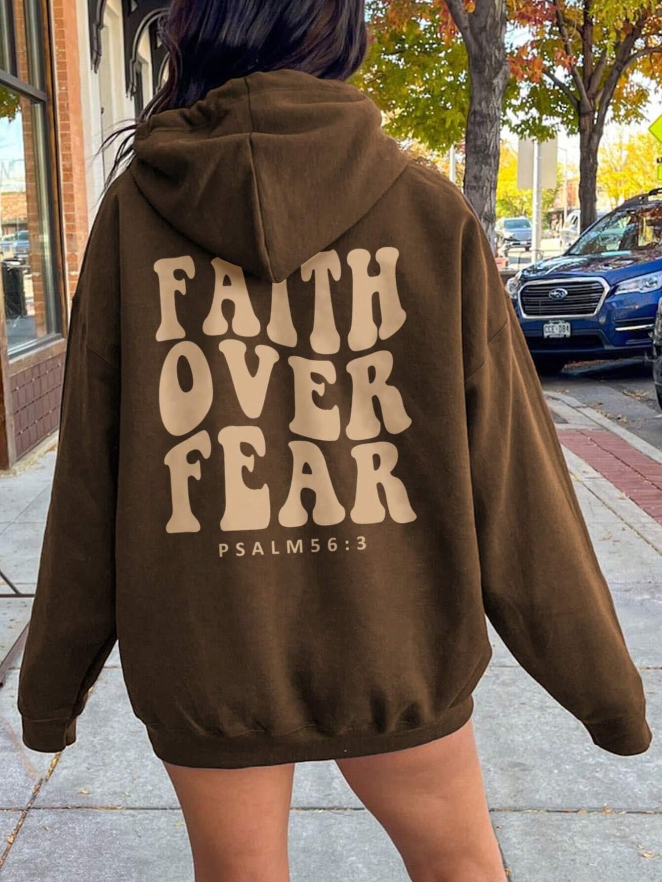 Women Faith Over Fear Dropped Shoulder Hoodie