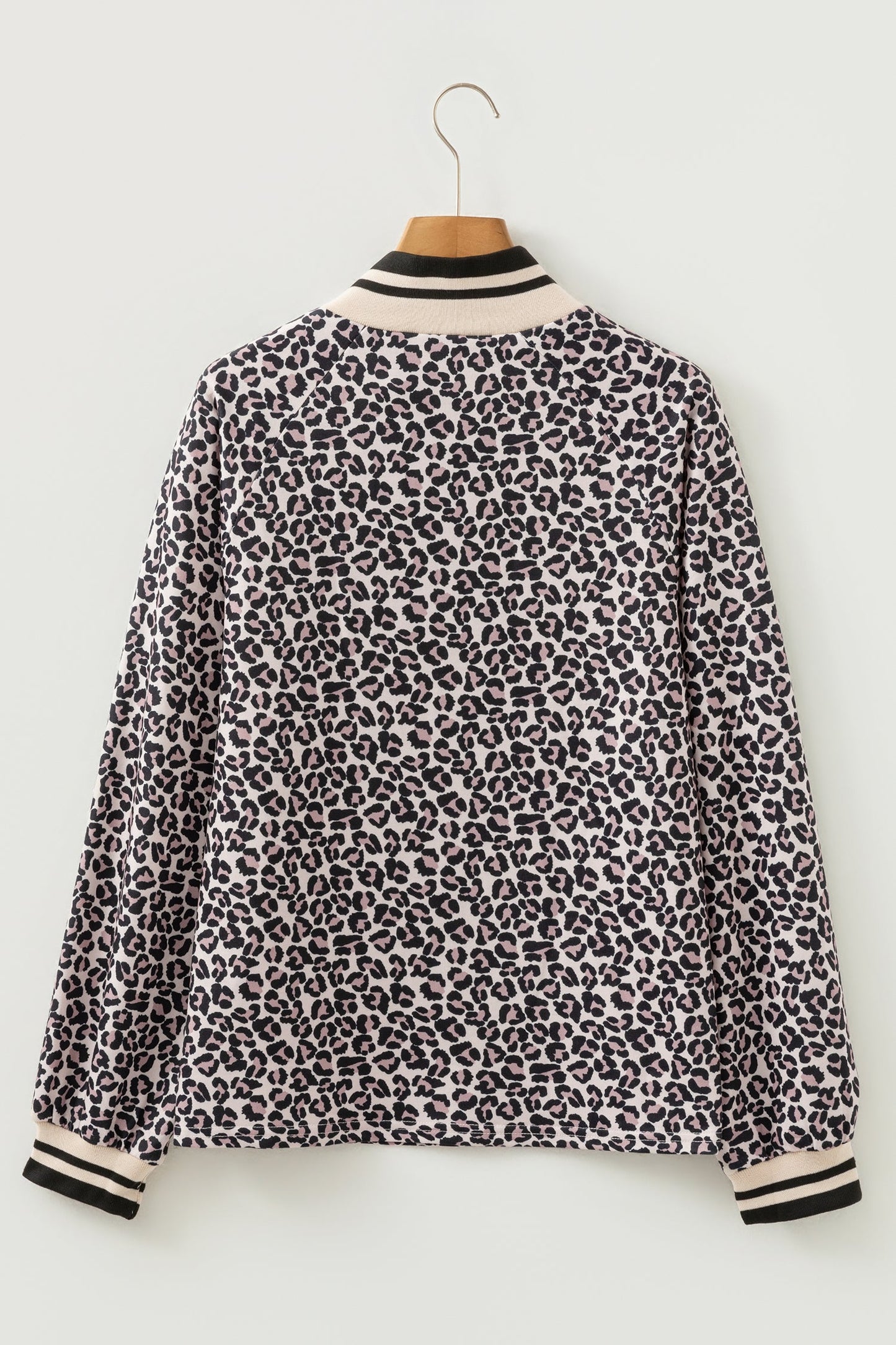 Leopard Half Zip Long Sleeve Blouse