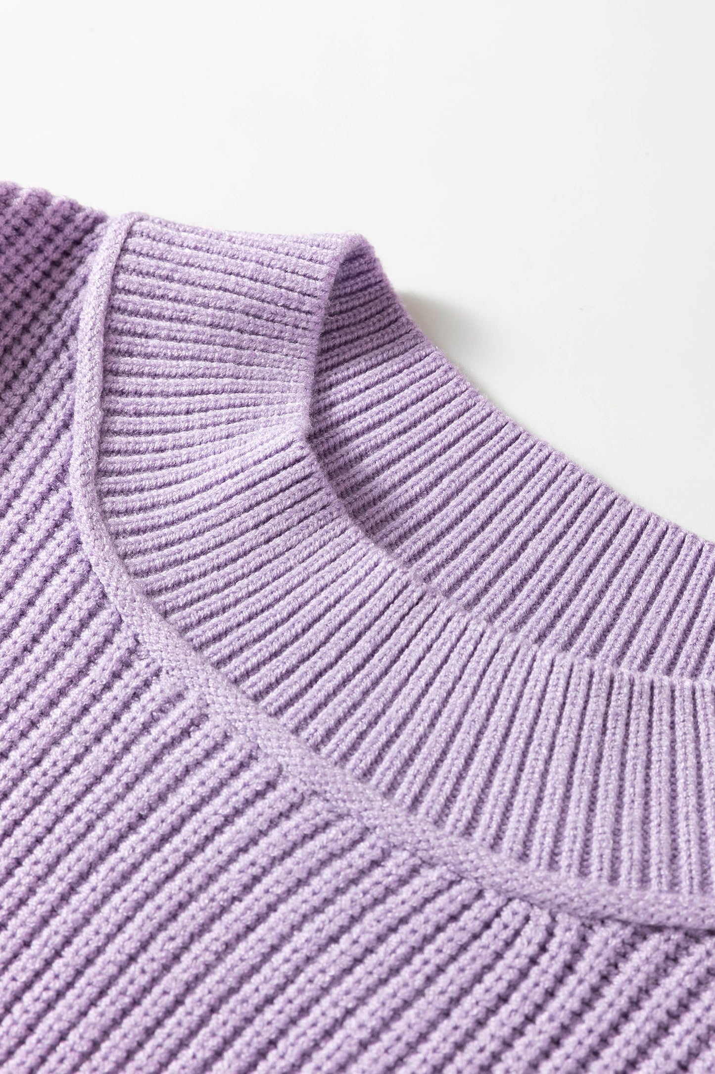 Exposed Hem Drop Shoulder Ribbed Knit Sweater