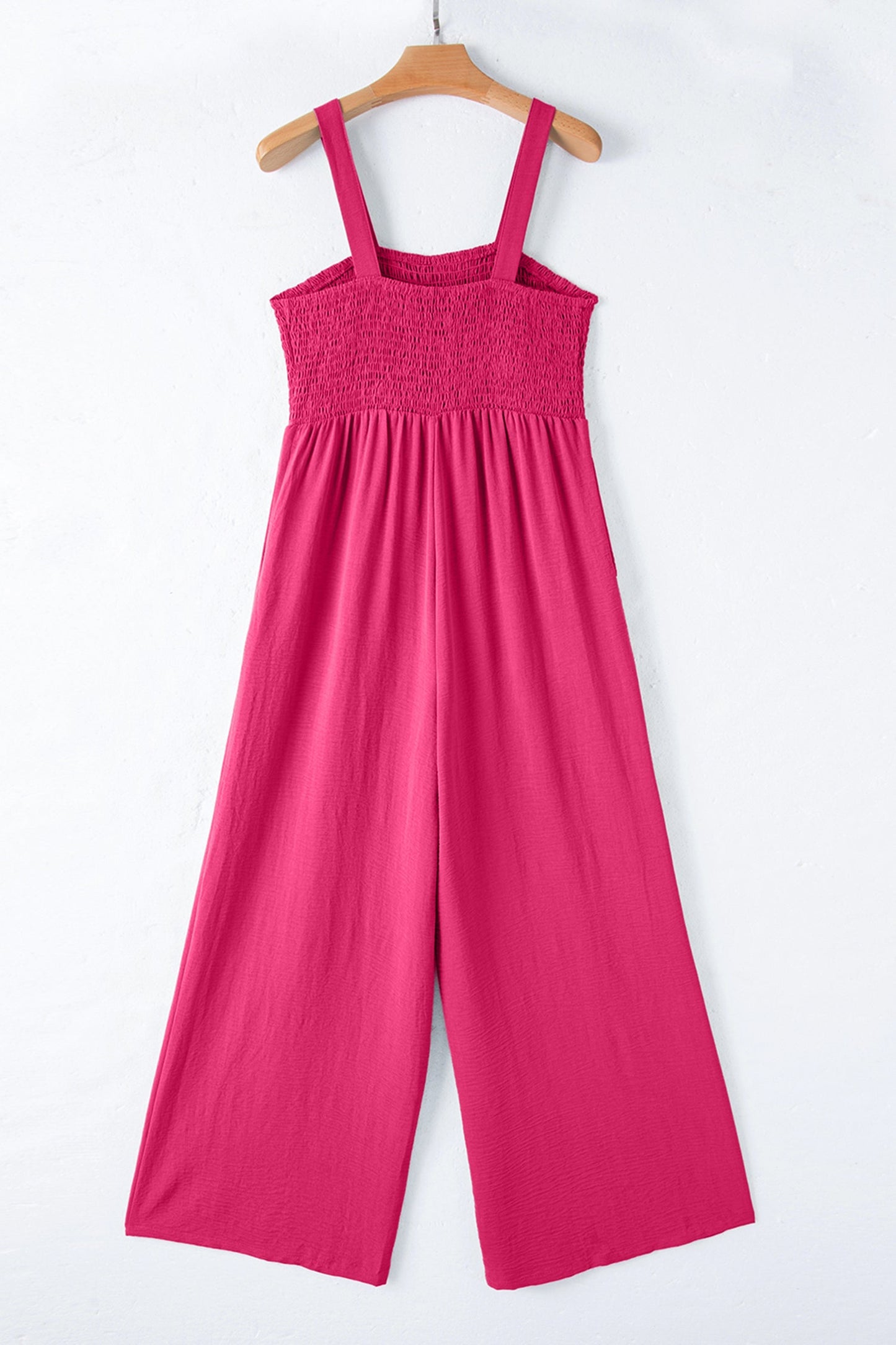Solid Smocked Square Neck Sleeveless Jumpsuit