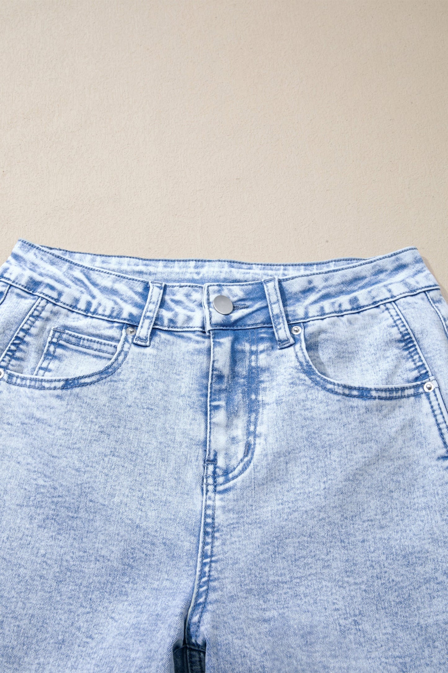 Denim Light Wash Elastic Waist Barrel Jeans
