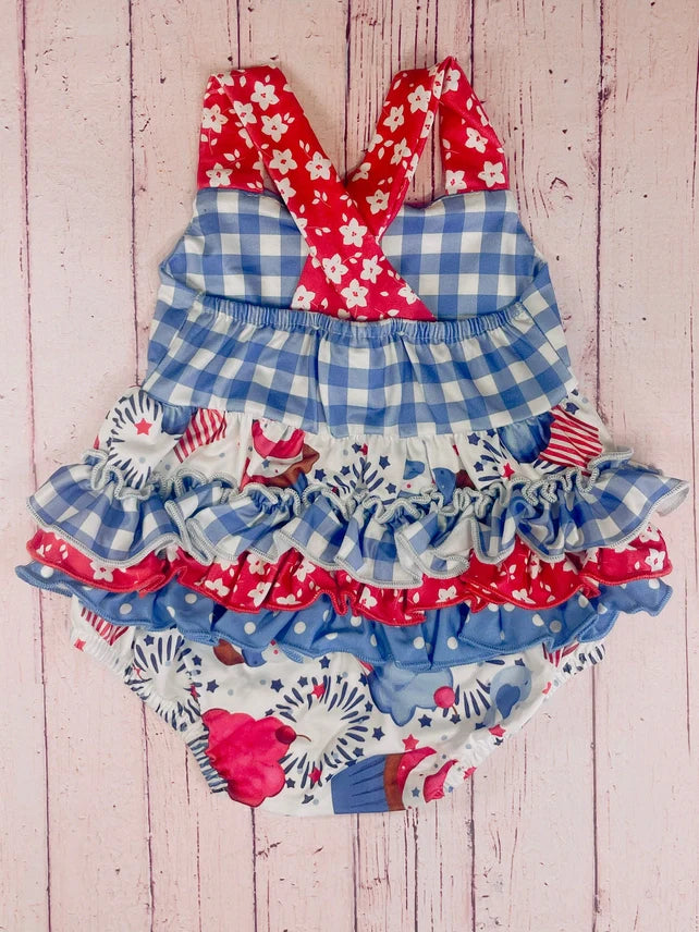 FINAL SALE-Cupcakes & Fireworks Infant Romper