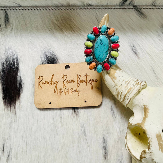 Multi Colored Western Style Stretch Ring