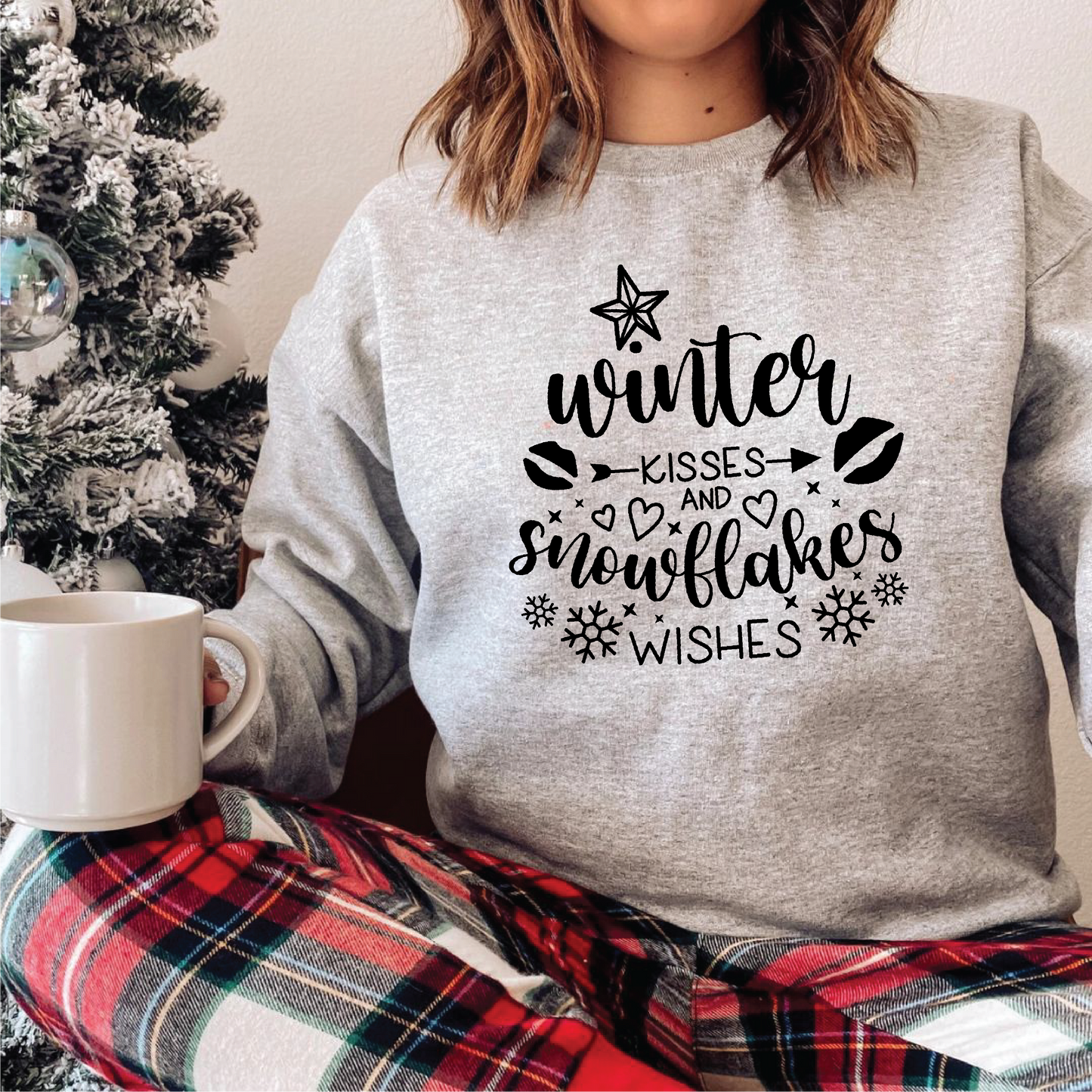 Winter Kisses And Snowflake Wishes Sweatshirts