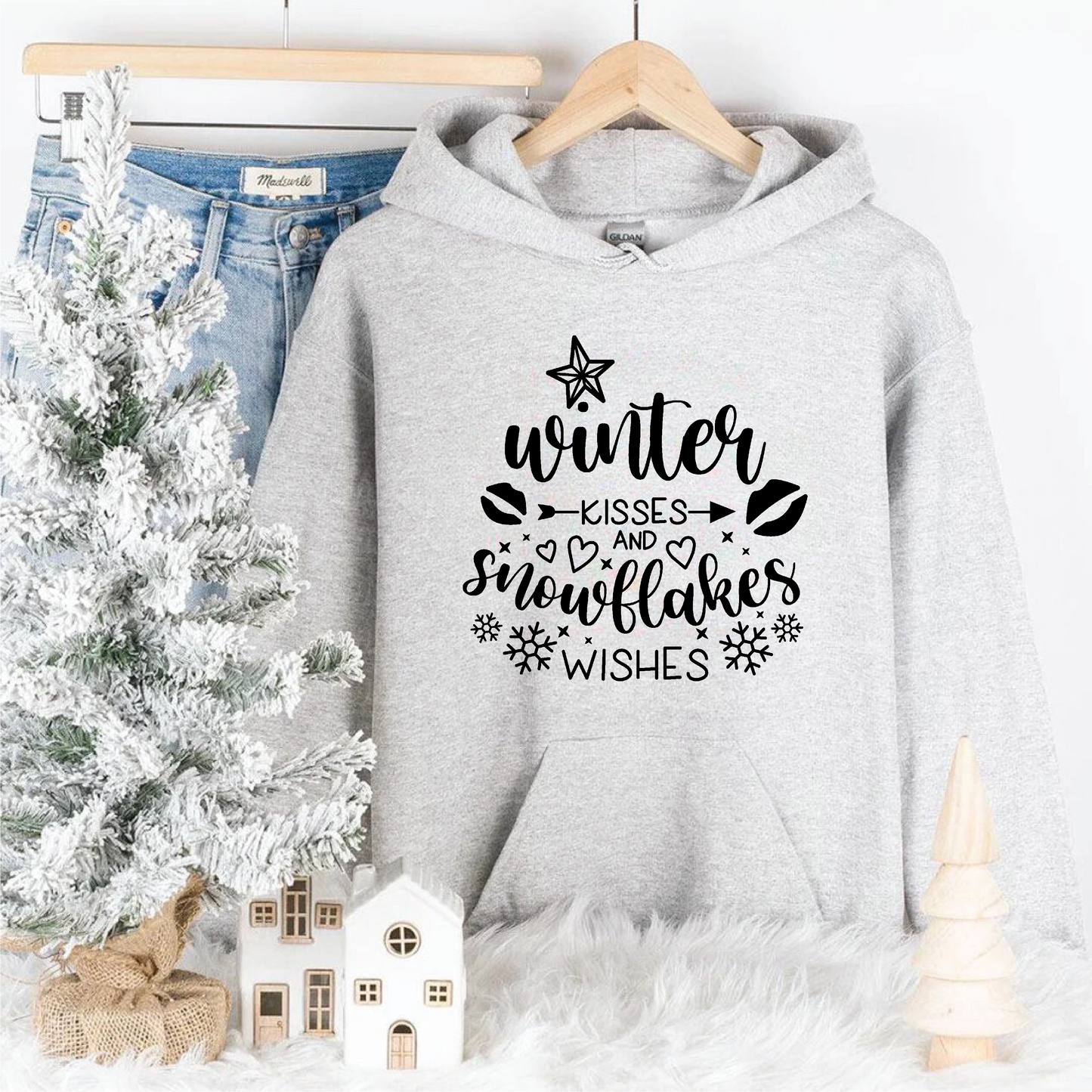 Winter Kisses And Snowflake Wishes Sweatshirts