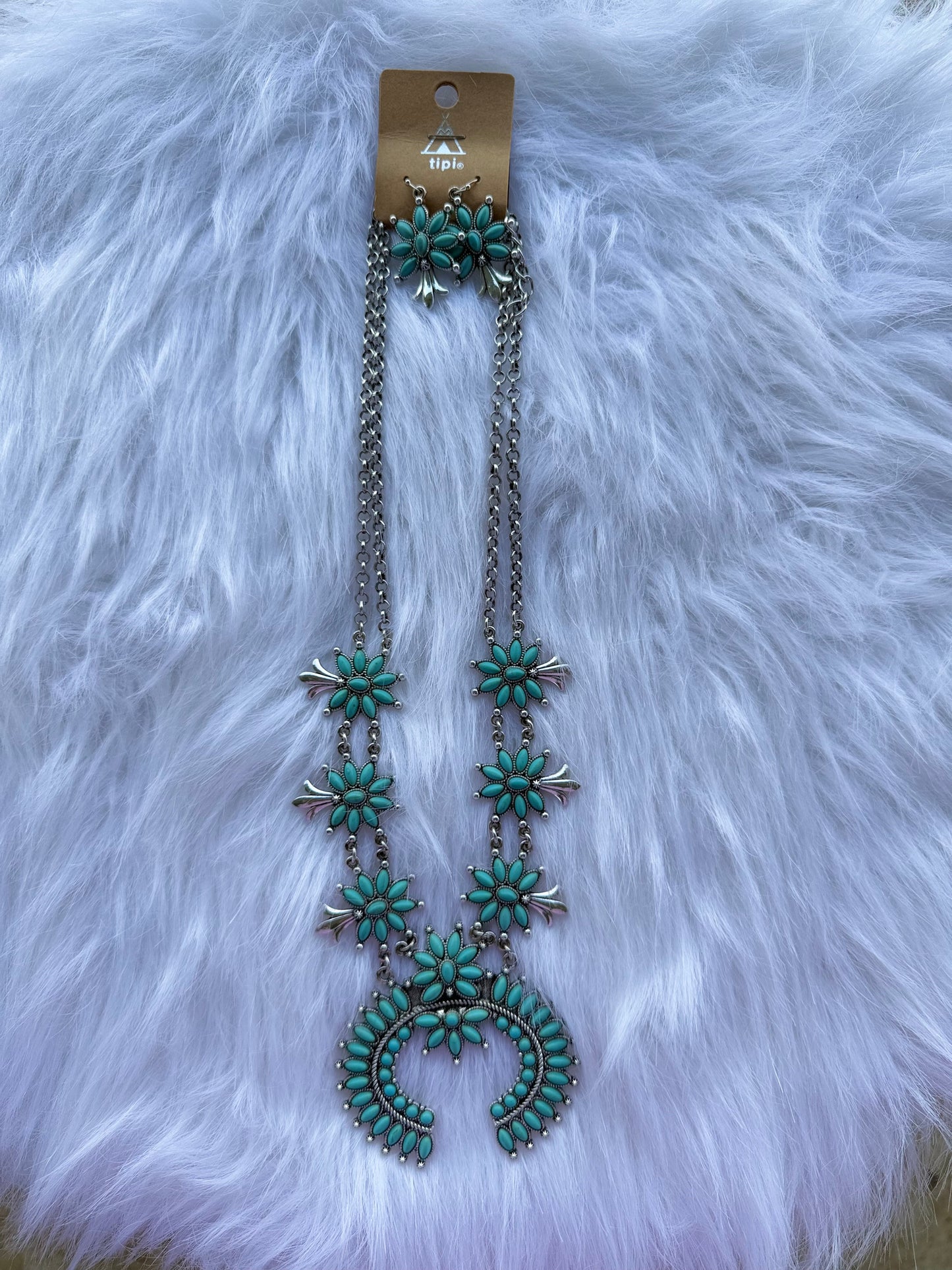 Squash blossom necklace and earring set