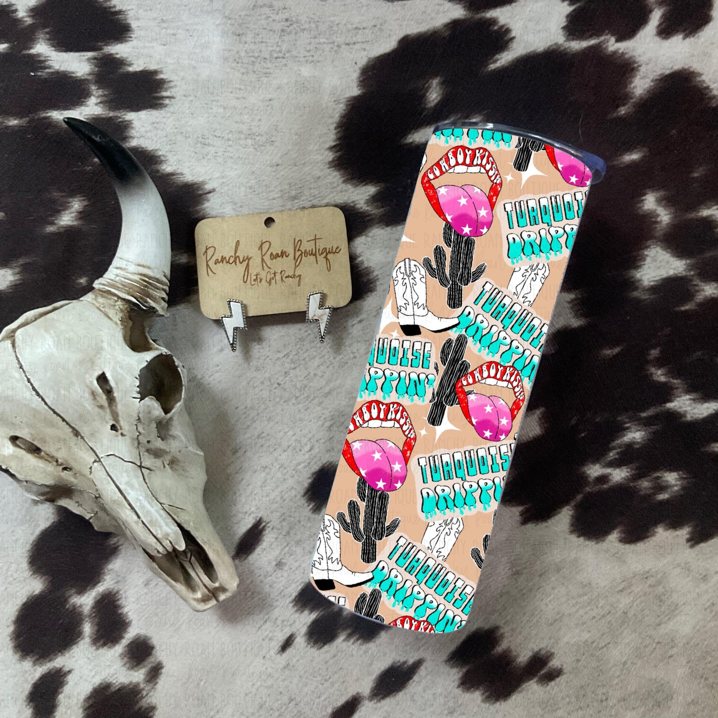 Turquoise Drippin Cowboy  20oz Skinny Tumbler