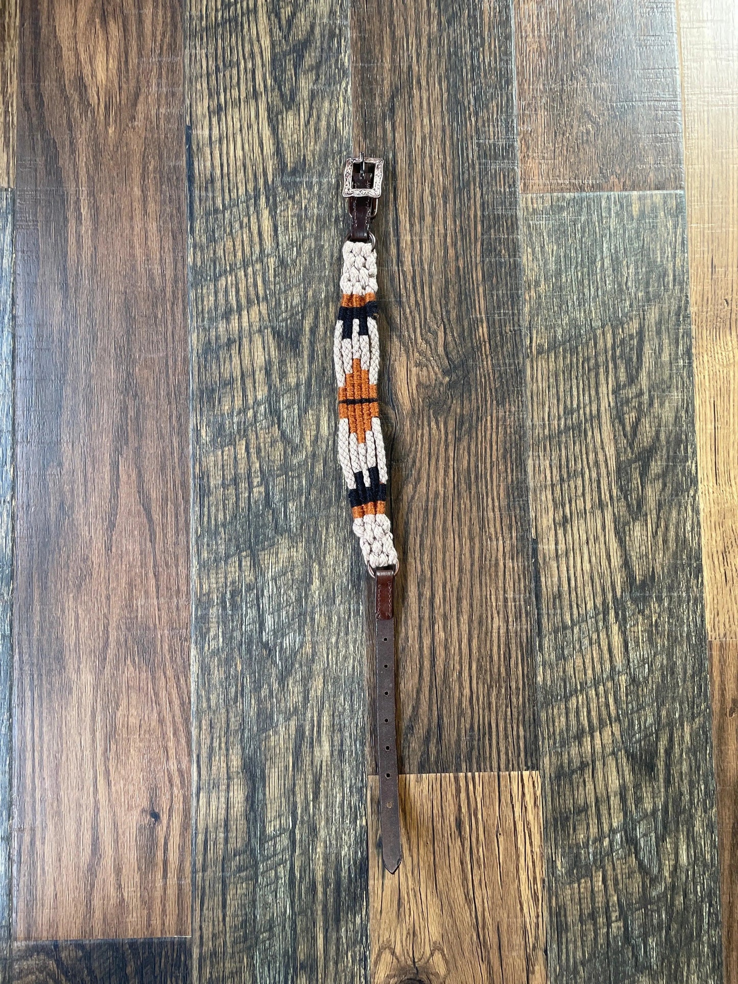 Corded Leather Dog Collar - Tan/Black