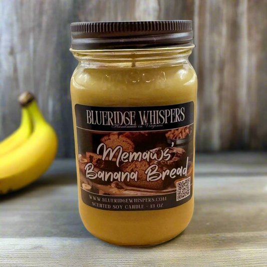 Memaw’s Banana Bread – Warm Bakery Soy Candle | 16 oz Mason Jar