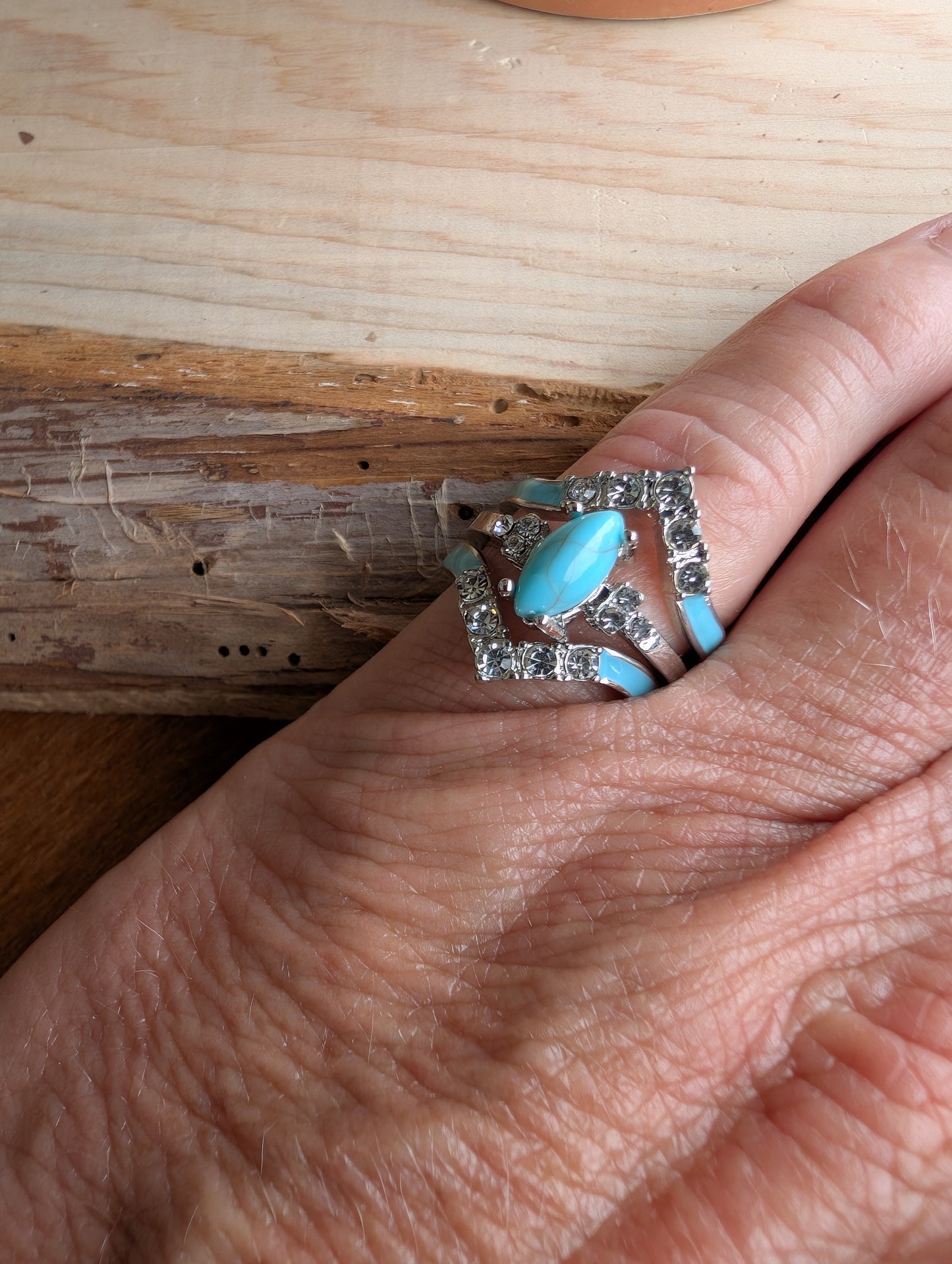 Vintage Western Horse Eye Ring – Sterling Silver with Enamel & Zirconia